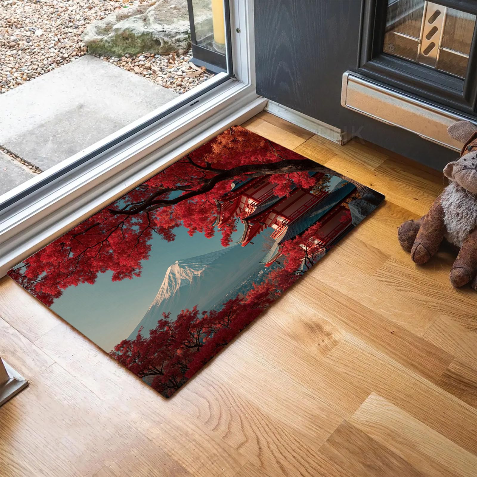 Tapis de porte d'entrée 60 x 90 cm lavable motif feuilles d'érable