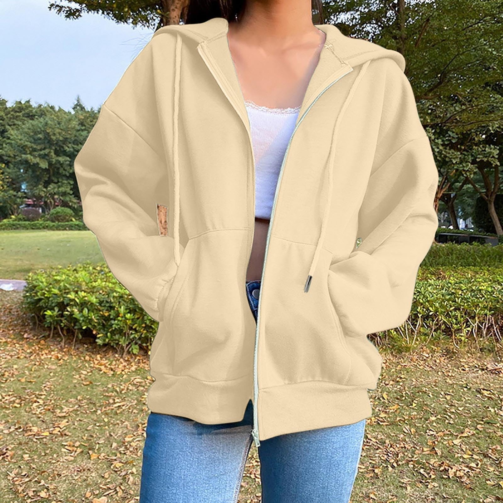 Generico Felpa con Cappuccio Donna Leggero Sportiva Felpe Oversize Maniche Lunghe Casual Hoodies Elegante Sweatshirt Morbida Sweatshirts Y2k Streetwear