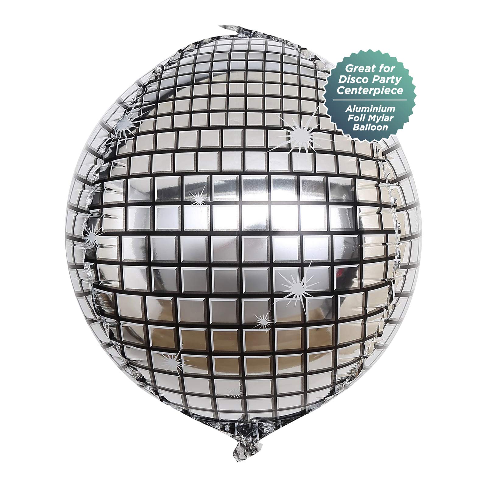 Disco Party Supplies Metallic Silver Disco Ball Shaped Balloon Decoration, 15 Inch Size