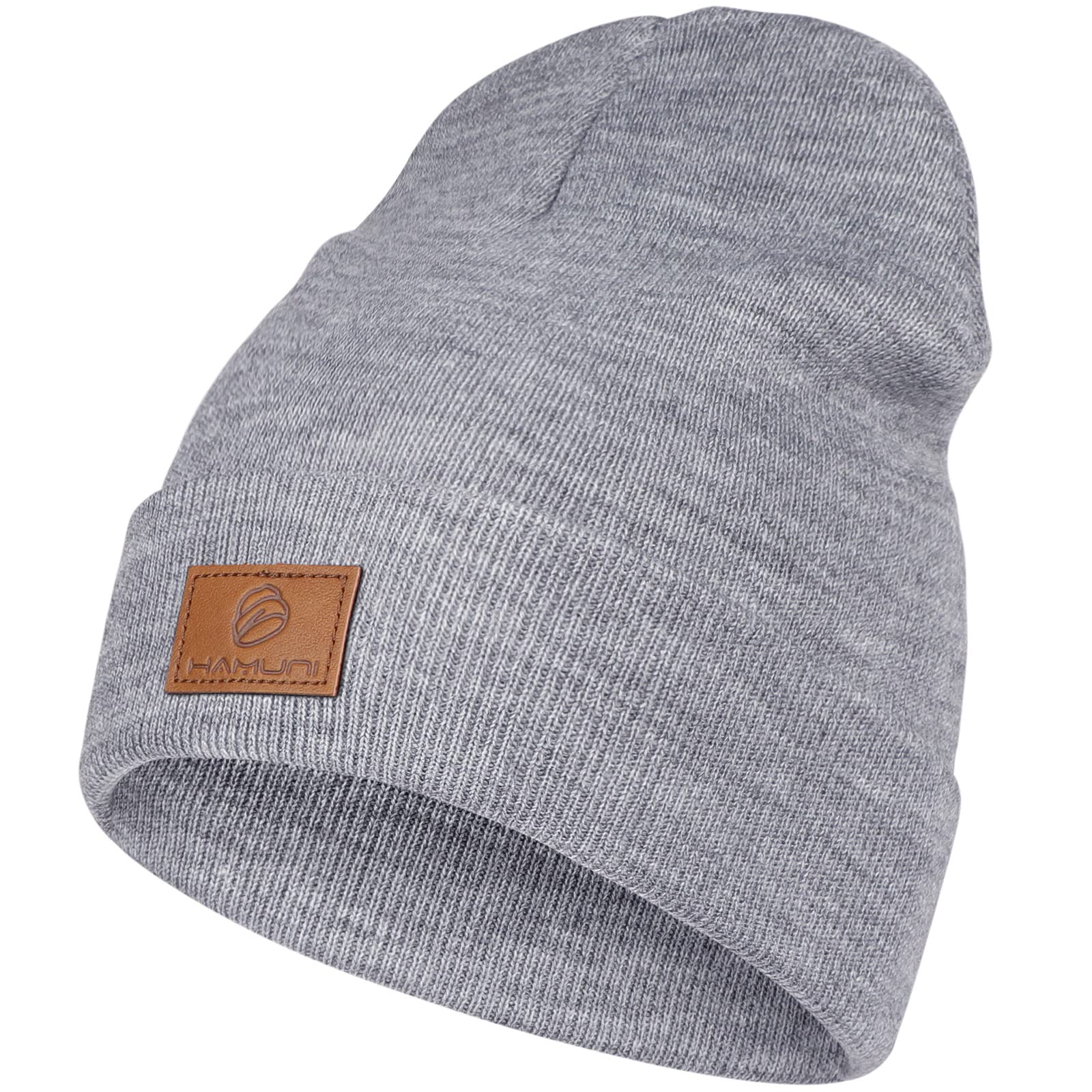 HAMUNI Beanie Mütze für Herren Damen, Klassische Wintermützen Bequem Atmungsaktiv Weich Acryl Beanie Hat Strickmütze Vintage Einfarbig Strick Bündchen Beanies Unisex