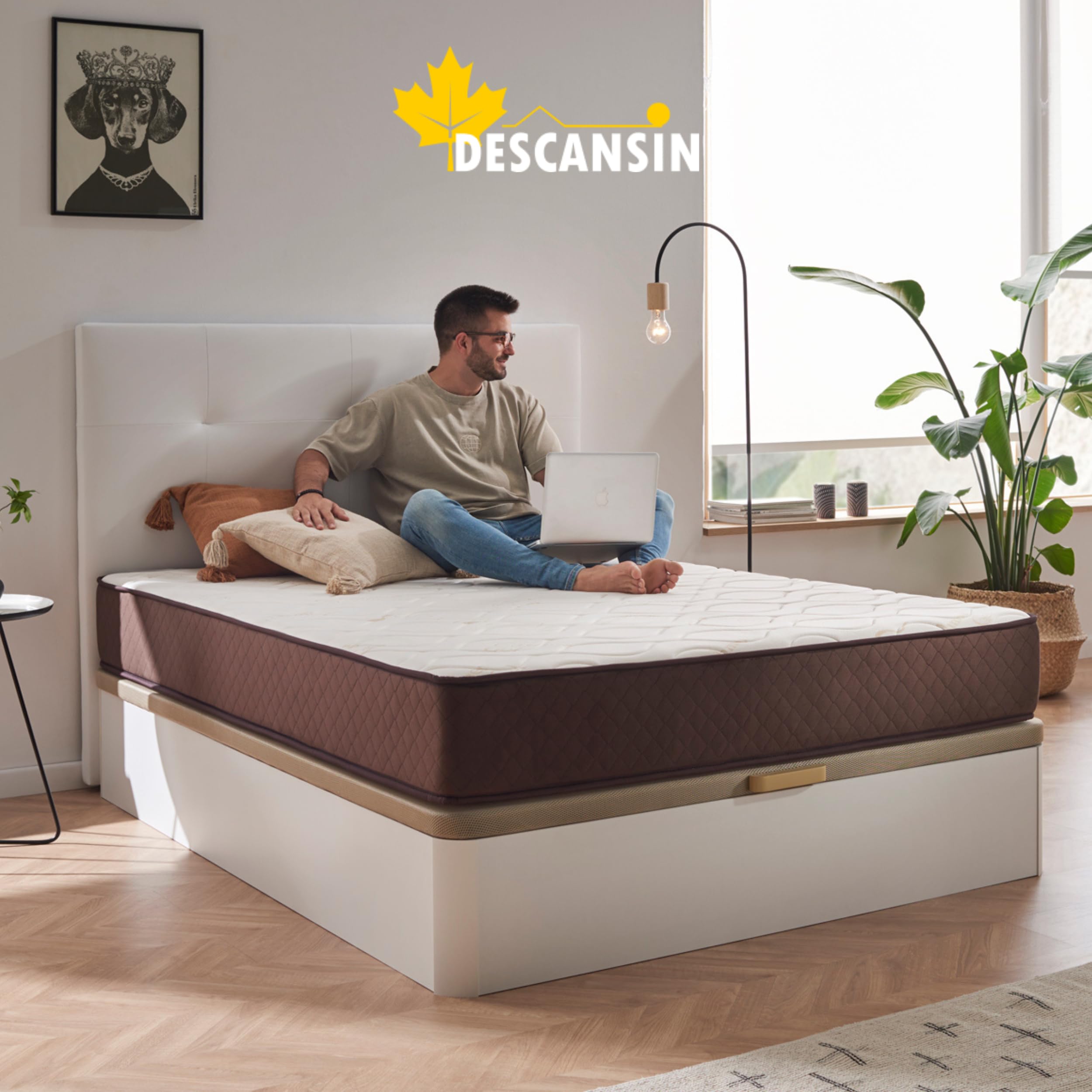 DESCANSIN - Colchón Firmeza Muy Alta para Dolores de Espalda | Colchón Viscoelástico Transpirable | Colchón Matrimonio o Cama Individual | Colchón Antiácaros, Anti Alérgico y Anti Bacterias (90x190)