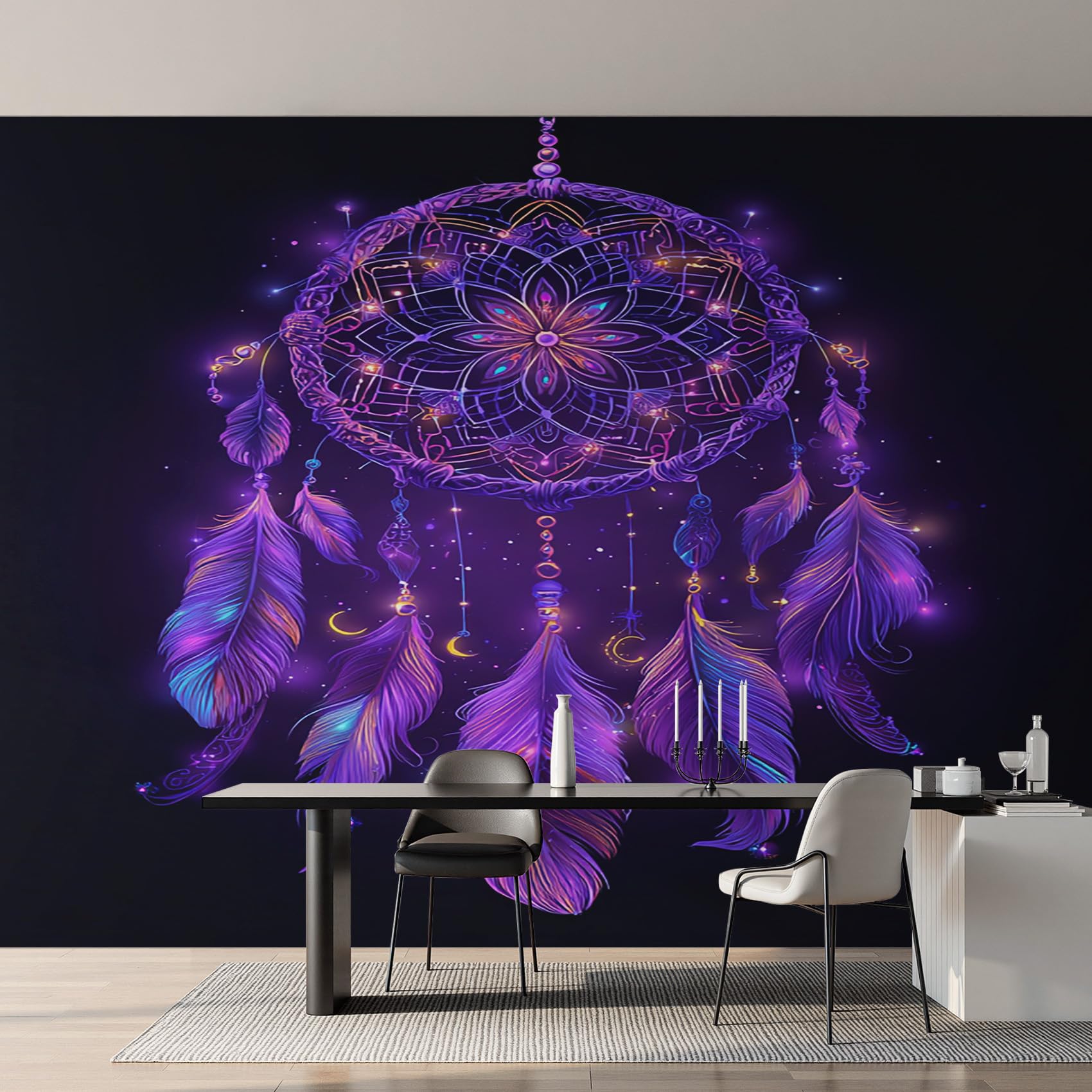 Generisch Tapete Lila Traumfänger, Verträumter Traumfänger Fototapete Wohnzimmer Schlafzimmer Tapeten, Vliestapete Wandtapete, Mustertapete Wanddeko 250x175 cm (B x H) Y&W70