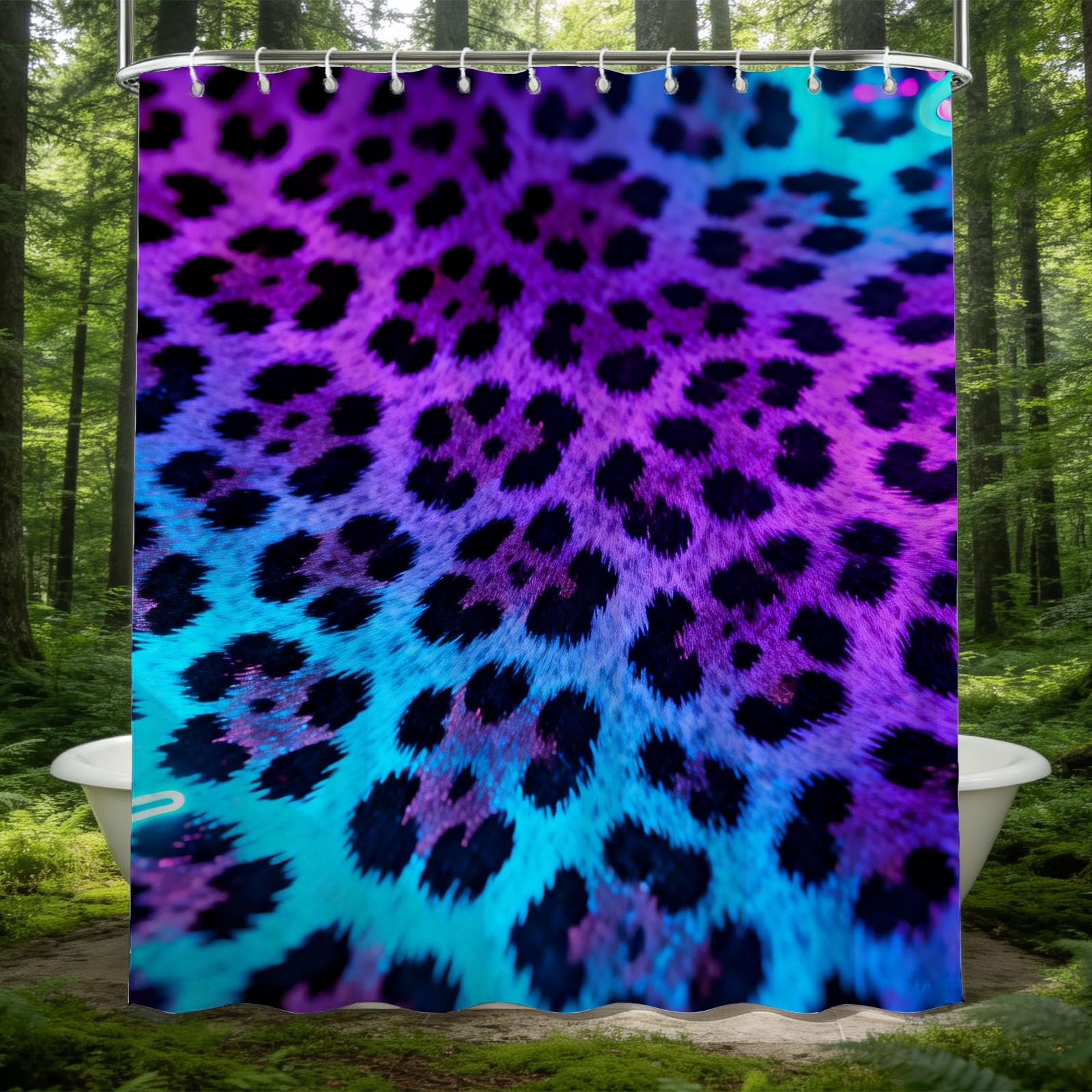 Hongduo 3D Leopard Print Shower Curtain for Stalls Bathtubs Chic Bathroom Decor Shower Curtain Set Polyester Fabric Waterproof 180x180cm/71X71 Inch with Hooks