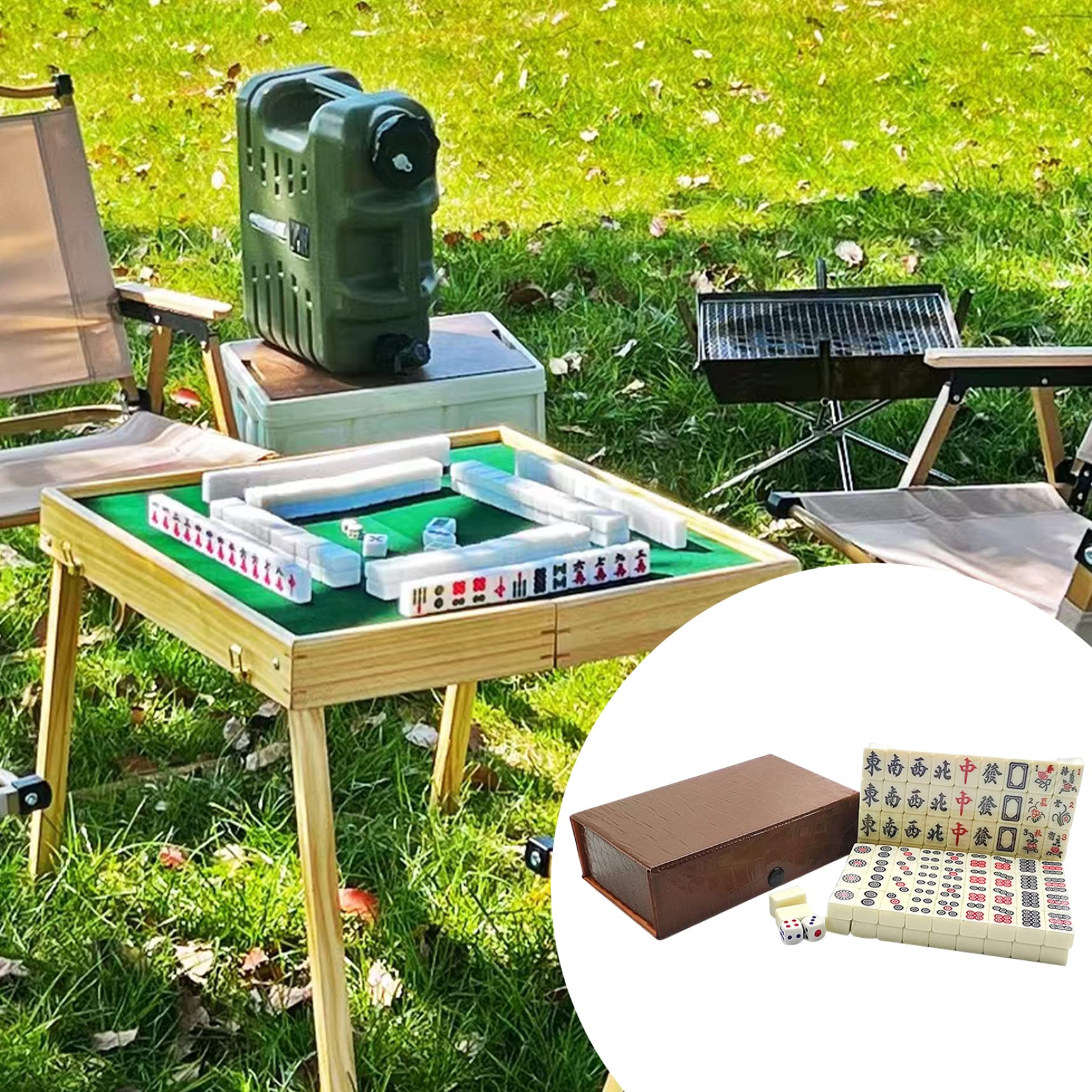 Ensemble Mahjong Mini 149 Pièces – Voyage – 144 Tuiles Résine + Dés – Chinois Traditionnel – Cadeau Famille Amis