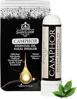 Camphor Essential Oil Aromatherapy Nasal Stick Vapor Inhaler for Mucus Relief - Chest Congestion & Cough Relief for Adults, USA Made with Organic Essential Oils