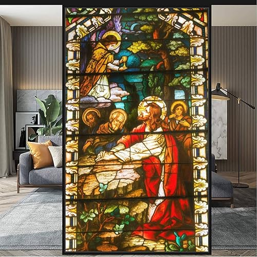 Miniatura 1 de Película de privacidad para ventana de Getsemaní, vitrales de Santa María, iglesia católica, San Antonio, Texas, calcomanía para puerta corrediza