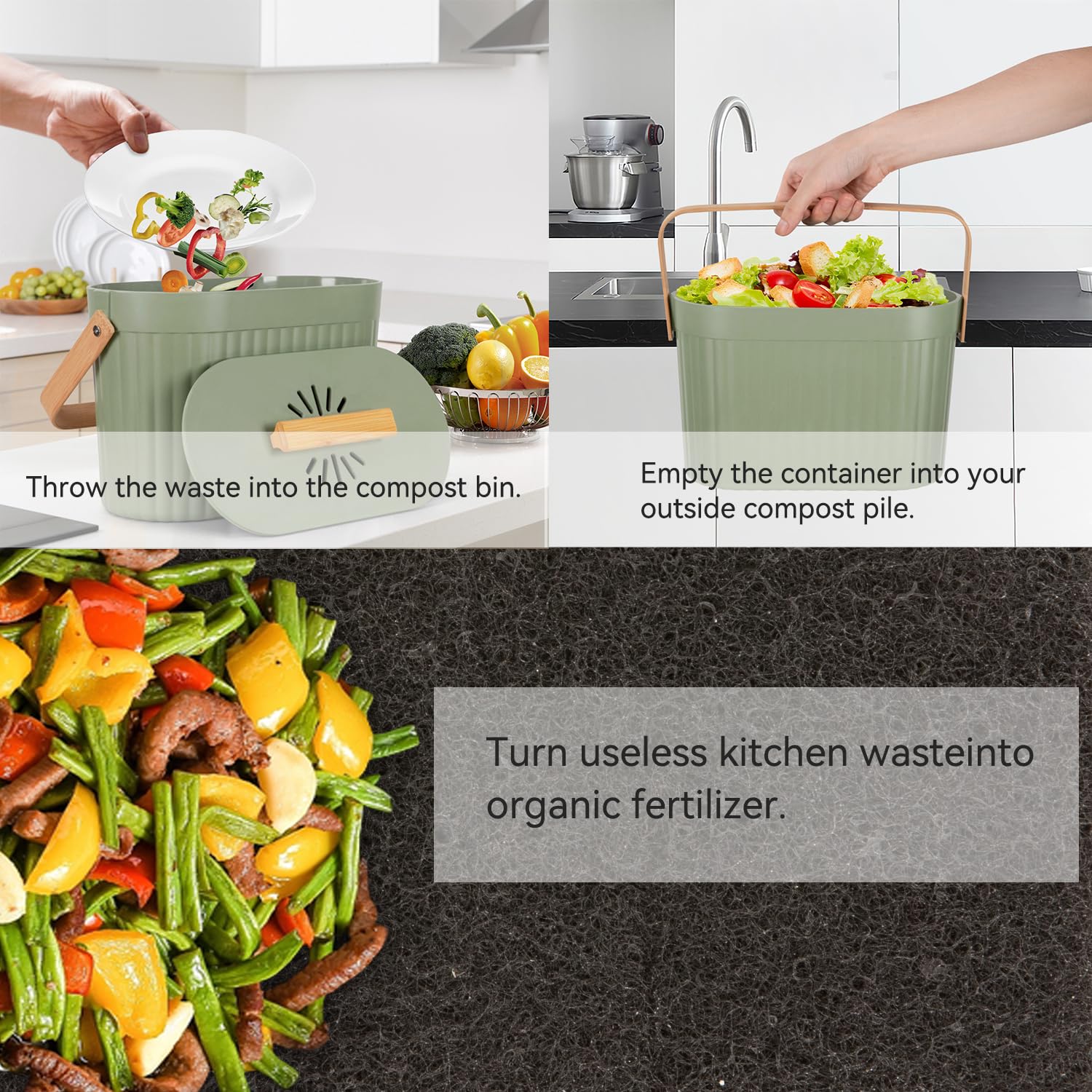 Narrow Kitchen Compost Bin Countertop Yatmung Odorless Counter Top