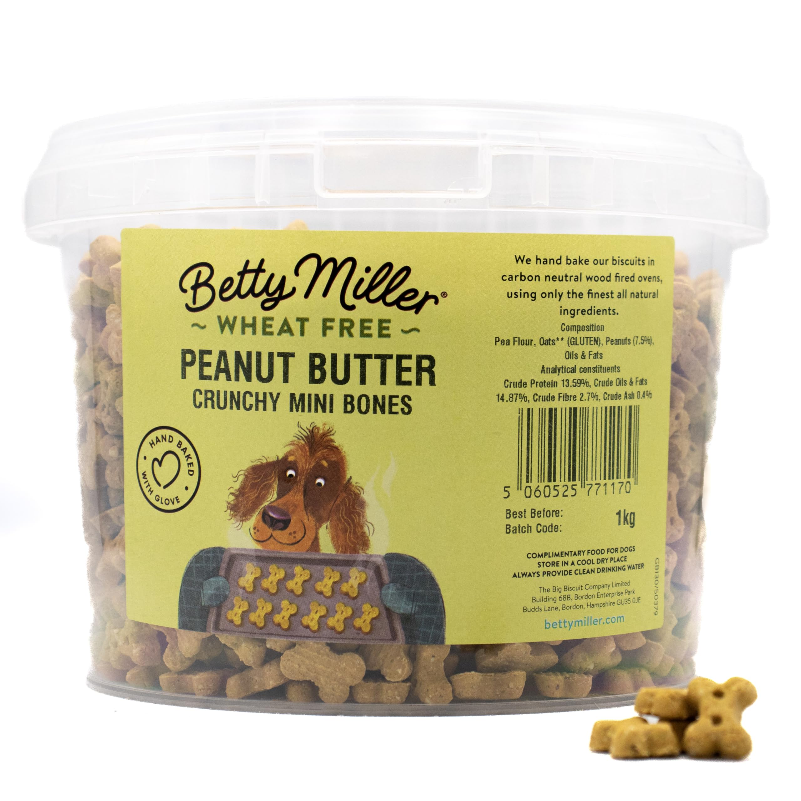 Betty Miller Wheat Free Dog Treats, Peanut Butter Mini Bones, British Baked Dog Biscuits
