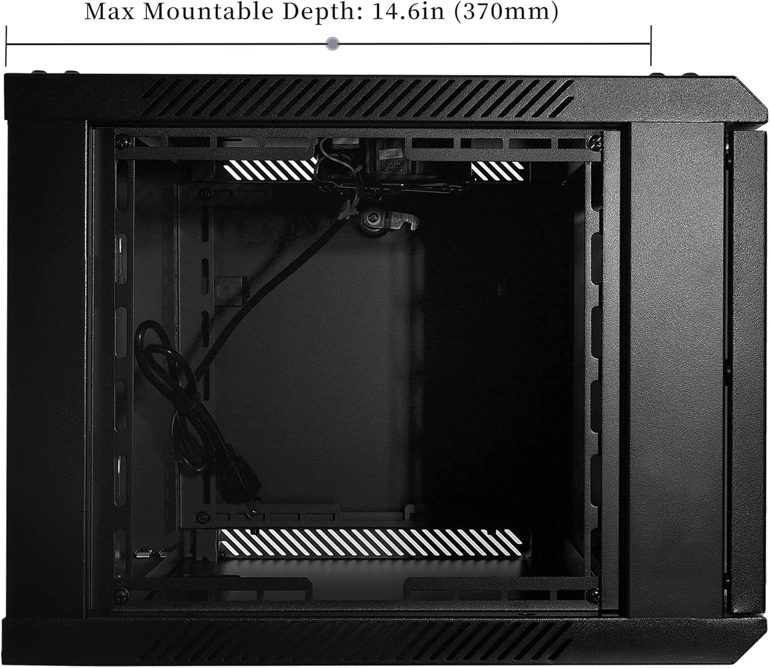 RackPath 6U Wall Mount Server Cabinet Network Rack Enclosure, Quiet Cooling Fan, Perforated Door, Black