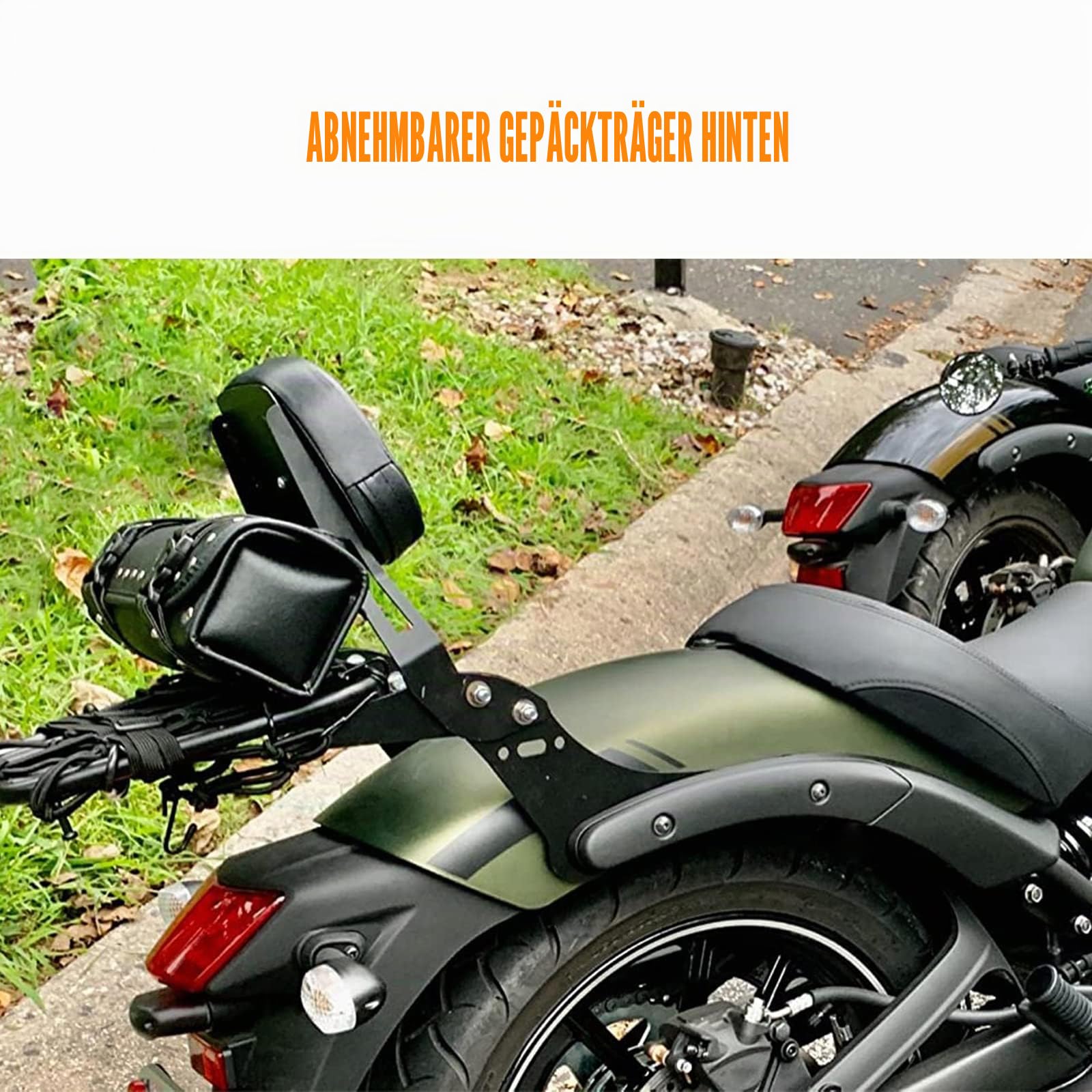 Kawasaki Vulcan S 650 VN650 Sissy Bar Abnehmbare Beifahrer-Rückenlehne mit Gepäckträger Schwarz Stahl Kunstleder 2015-2019
