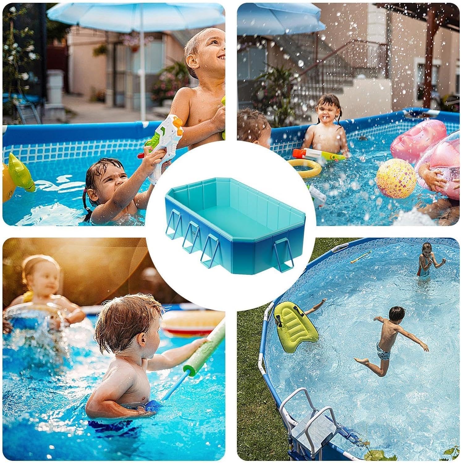 Piscina pieghevole per animali domestici e adulti, vasca da bagno portatile non gonfiabile, facile da installare, perfetta per divertimento estivo e relax all'aperto