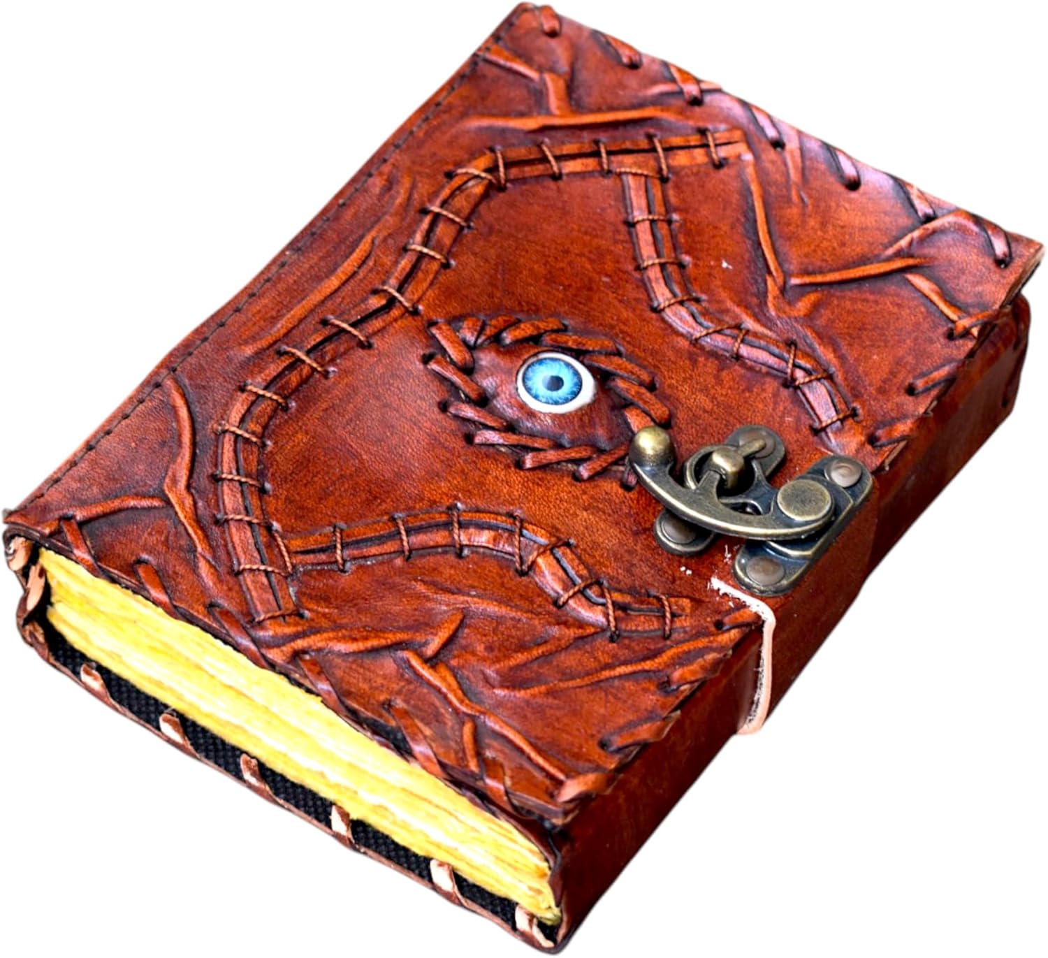 hocus pocus book of spells leather journal halloween decoration deckle edge paper third eye grimoire journal vintage leather journal book of shadows journal blank antique spell book witch journal lock
