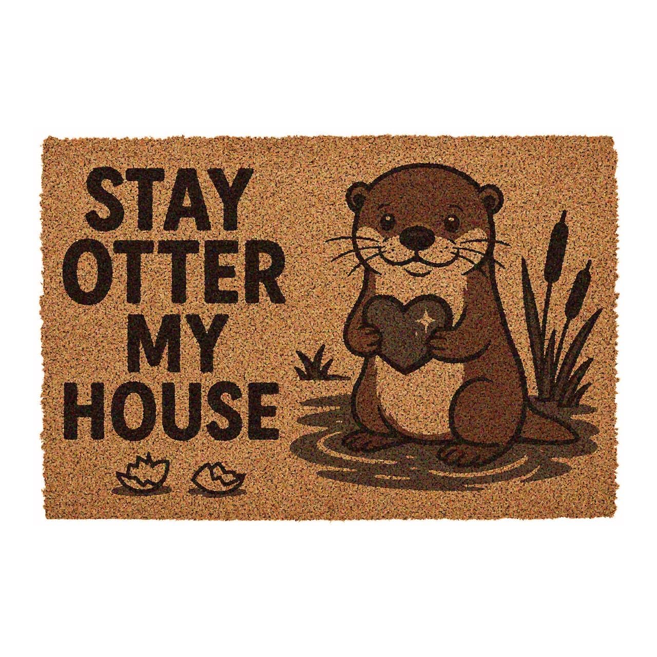 CKB LTD Stay Otter my House Themed Novelty Doormat Unique Joke Doormats Front Back Door Mats Made with a Non-slip PVC Backing, Natural Coir, Indoor Outdoor Size 60 x 40cm