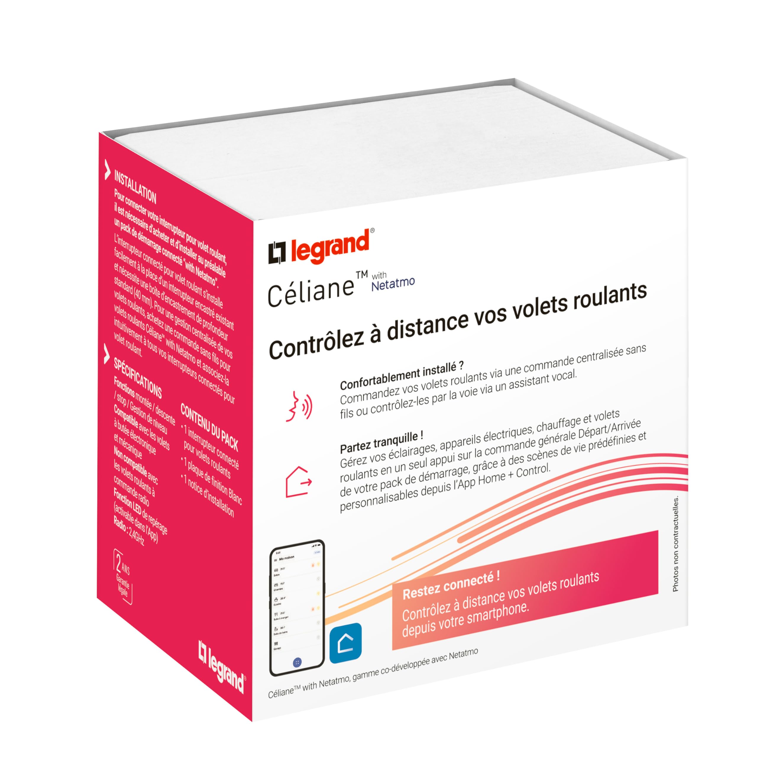 Legrand - Interrupteurrupteur Volets Roulants Connecté Céliane with Netatmo - Blanc