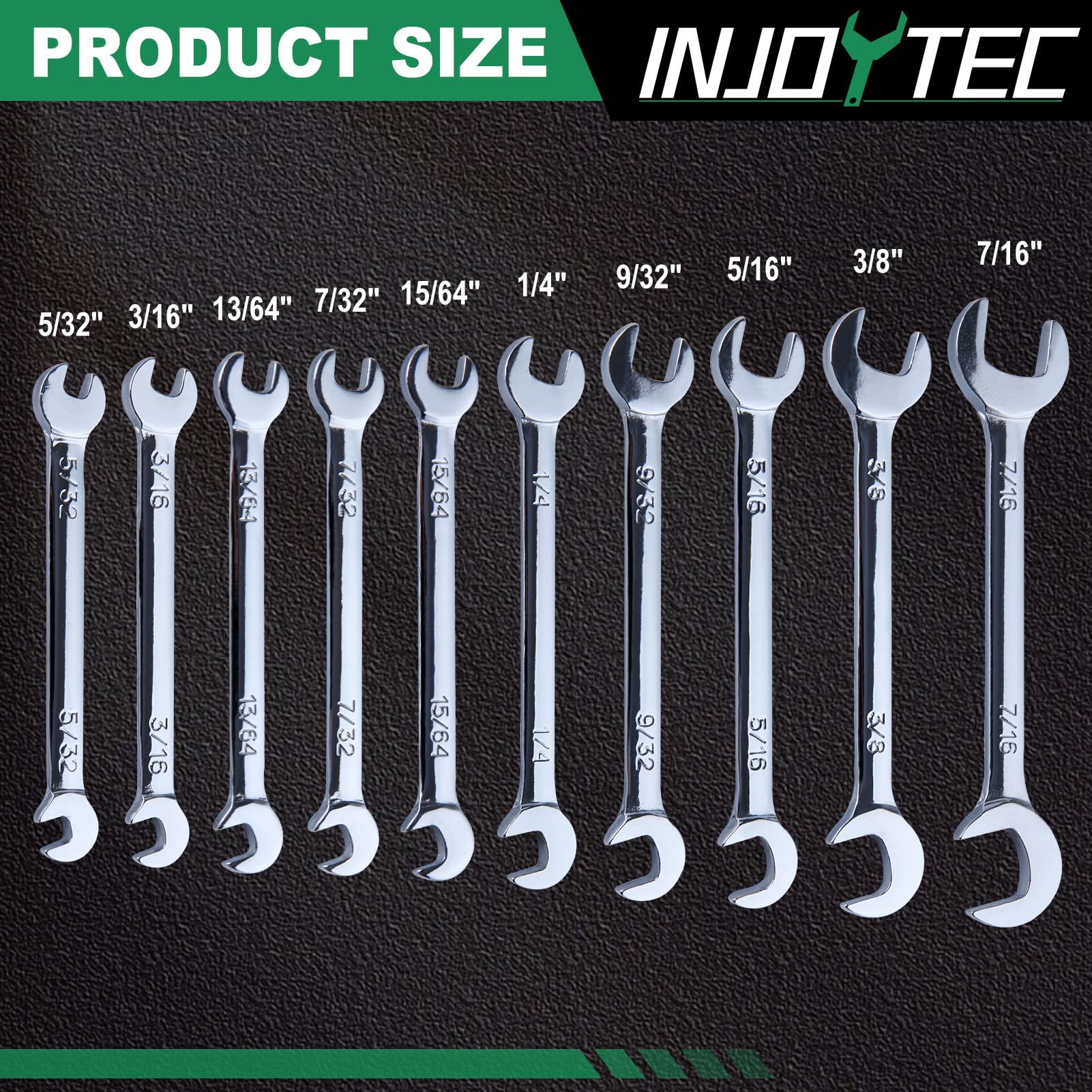 INJOYTEC Mini Double Open End Wrench SAE Wrench Set Super-Thin Open End Wrench Set including Organizer Bag 5/32", 3/16" - Image 4
