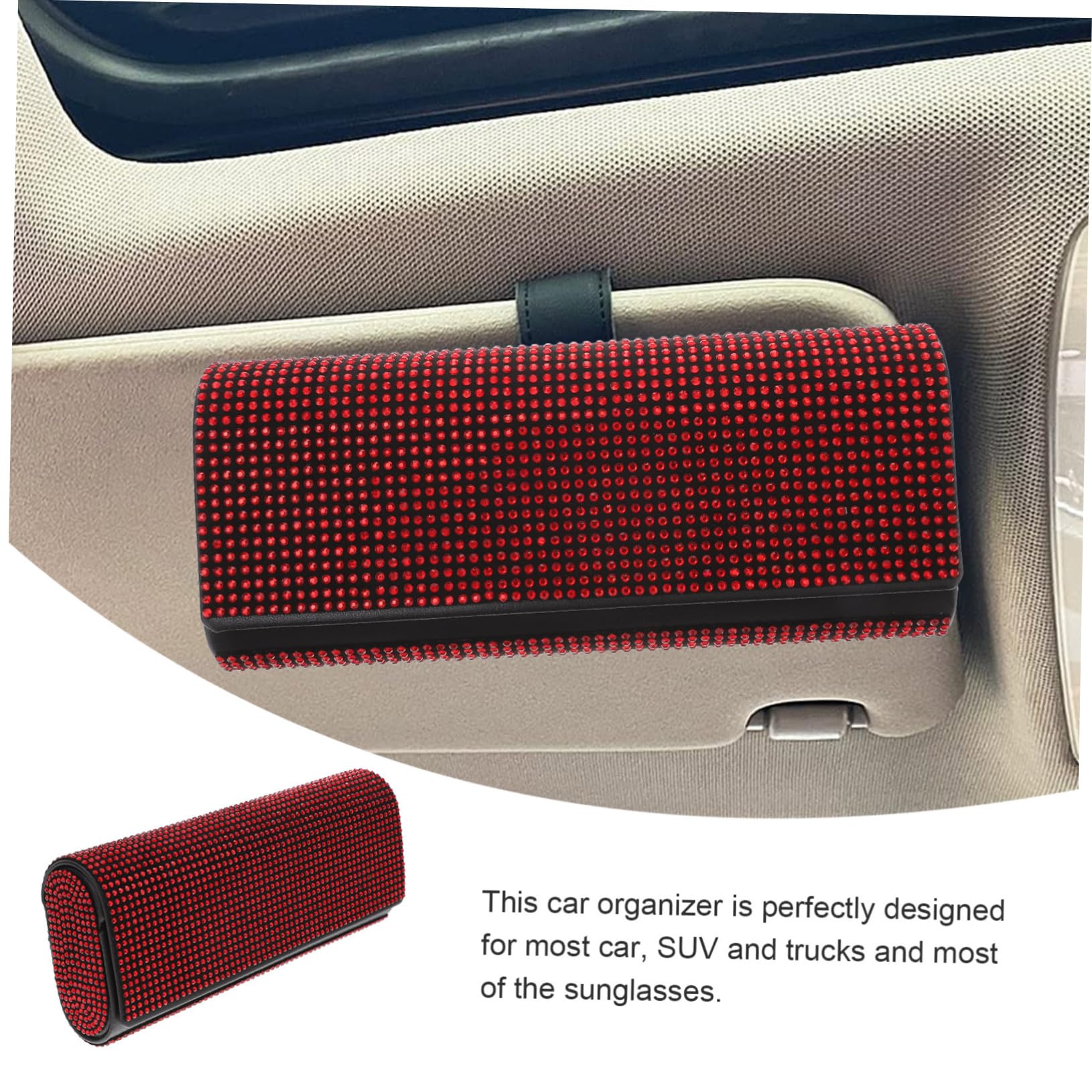 CALLARON 3 Pezzi Supporto Per Visiera Auto Intelligente Supporto Per Occhiali Con Strass Accessori Per Auto Facile Da Donna