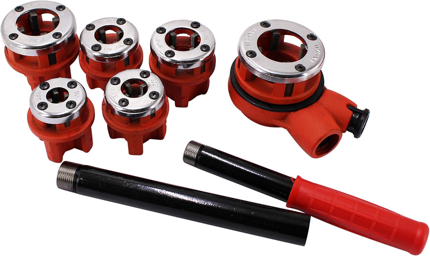 HFS(R Ratchet Pipe Threader Kit - Ratcheting Pipe Threading Tool Set with 6 Dies