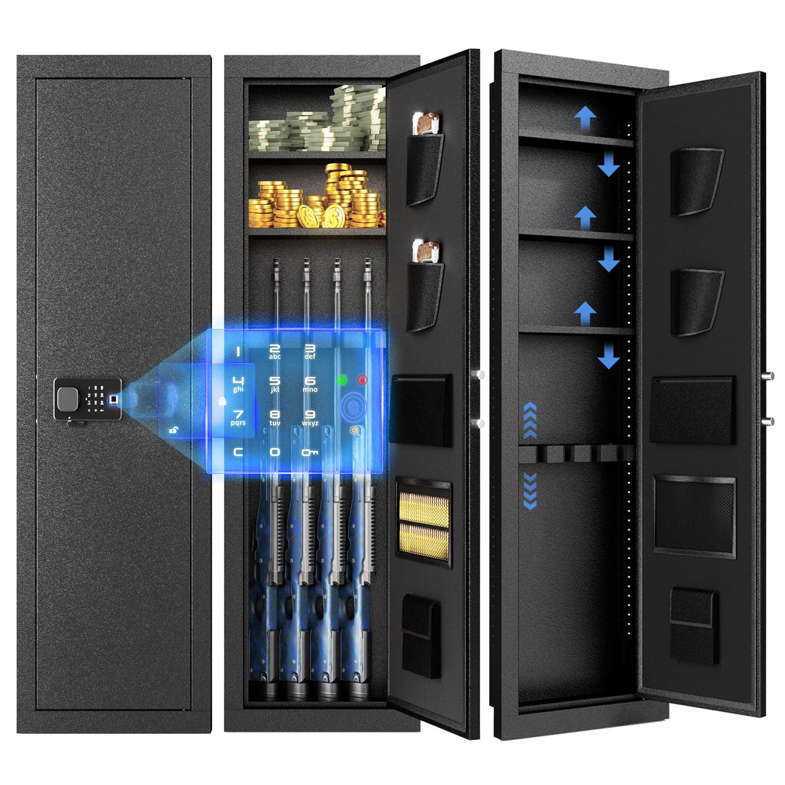 Pataku 4-6 in Wall Safe Between Studs, Hidden Safe with Multifunctional Lock and Removable Shelf, Rifle Wall Safe for Storage Firearm Money Valuables (Black)