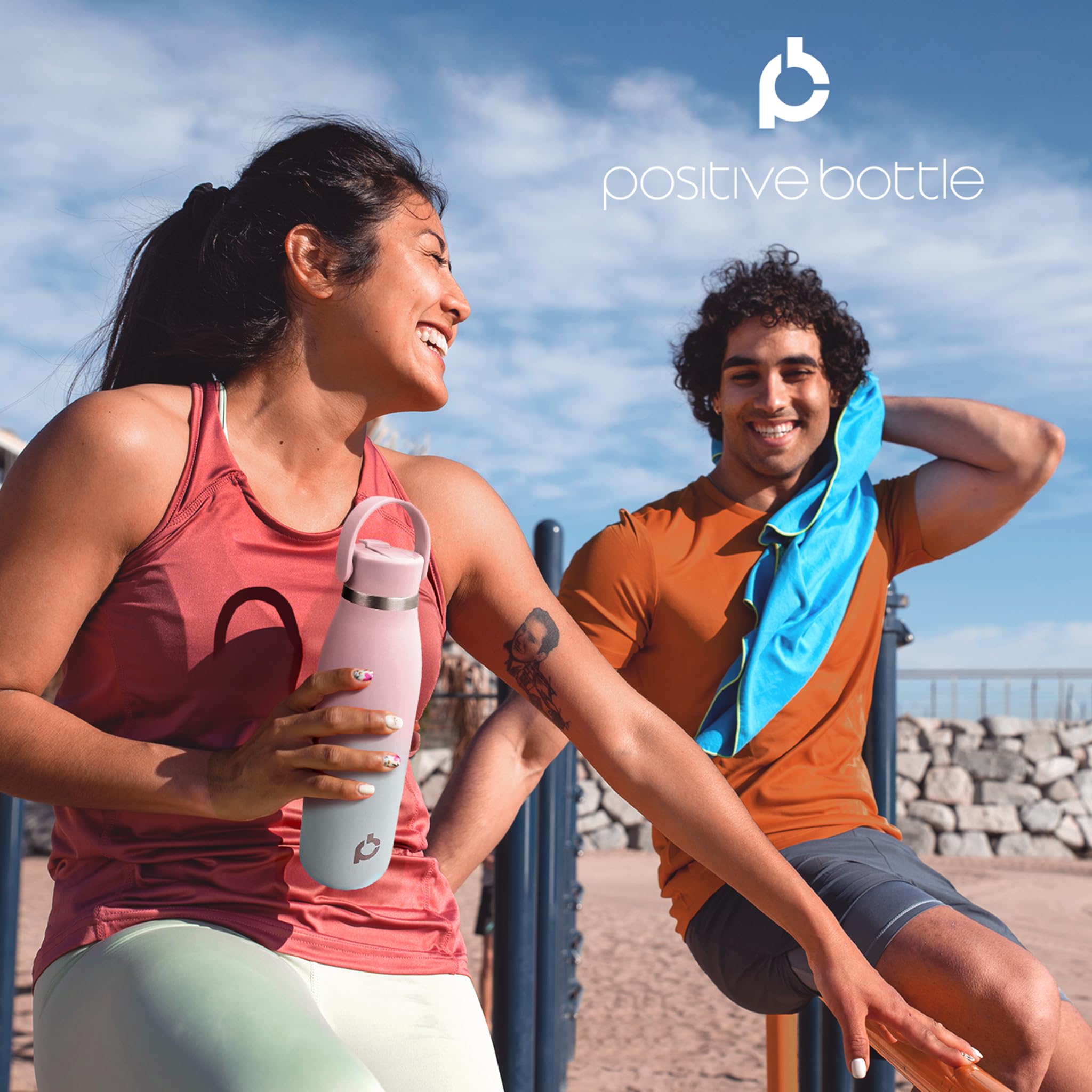 Positive Bottle® Insulated Stainless Steel Water Bottle 500ml/17oz, Sunset Mist, 500 ml - Image 2