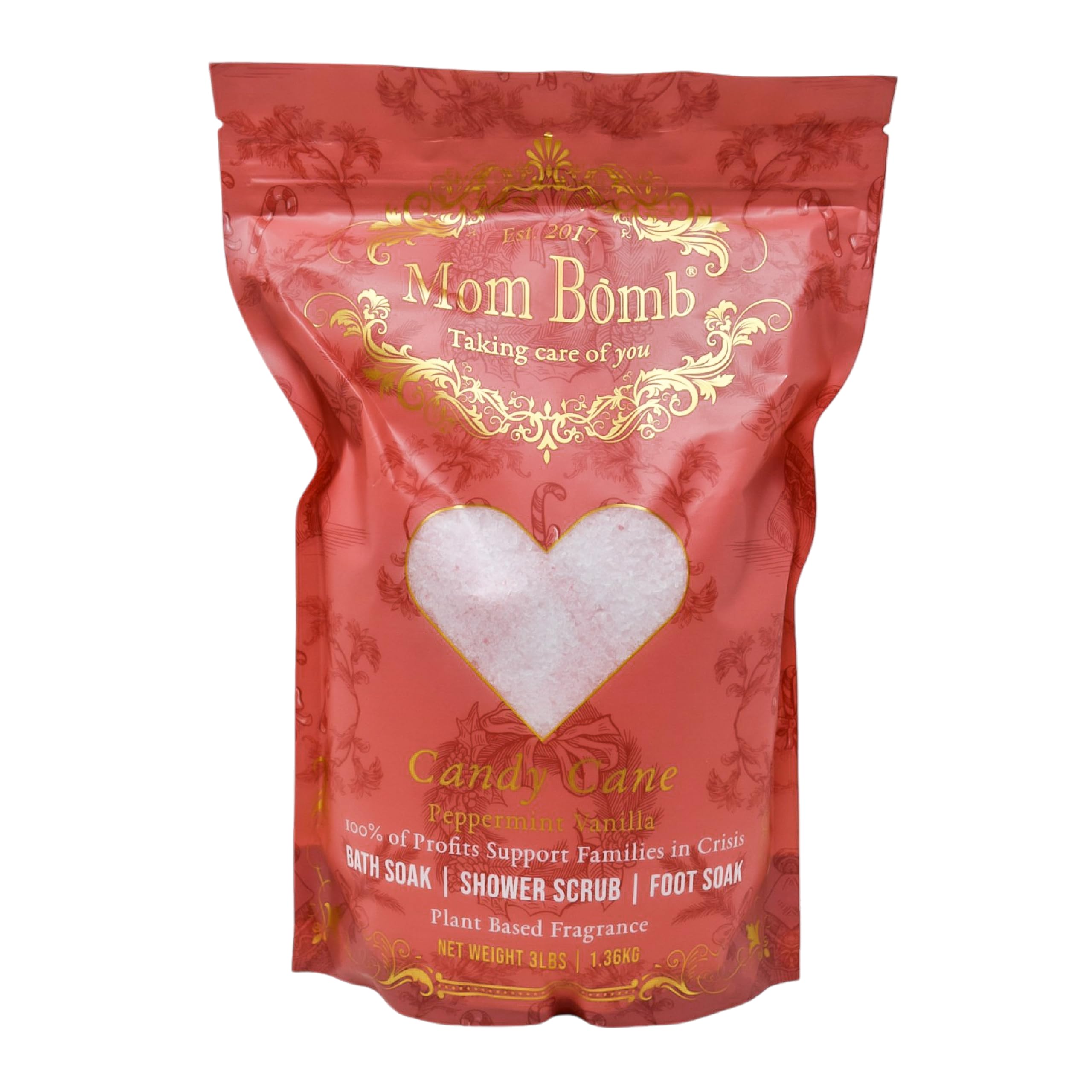 Mom Bomb Candy Cane Bath Soaks: Indulge in 3 lbs of Serenity for Baths, Showers, and Foot Treatments