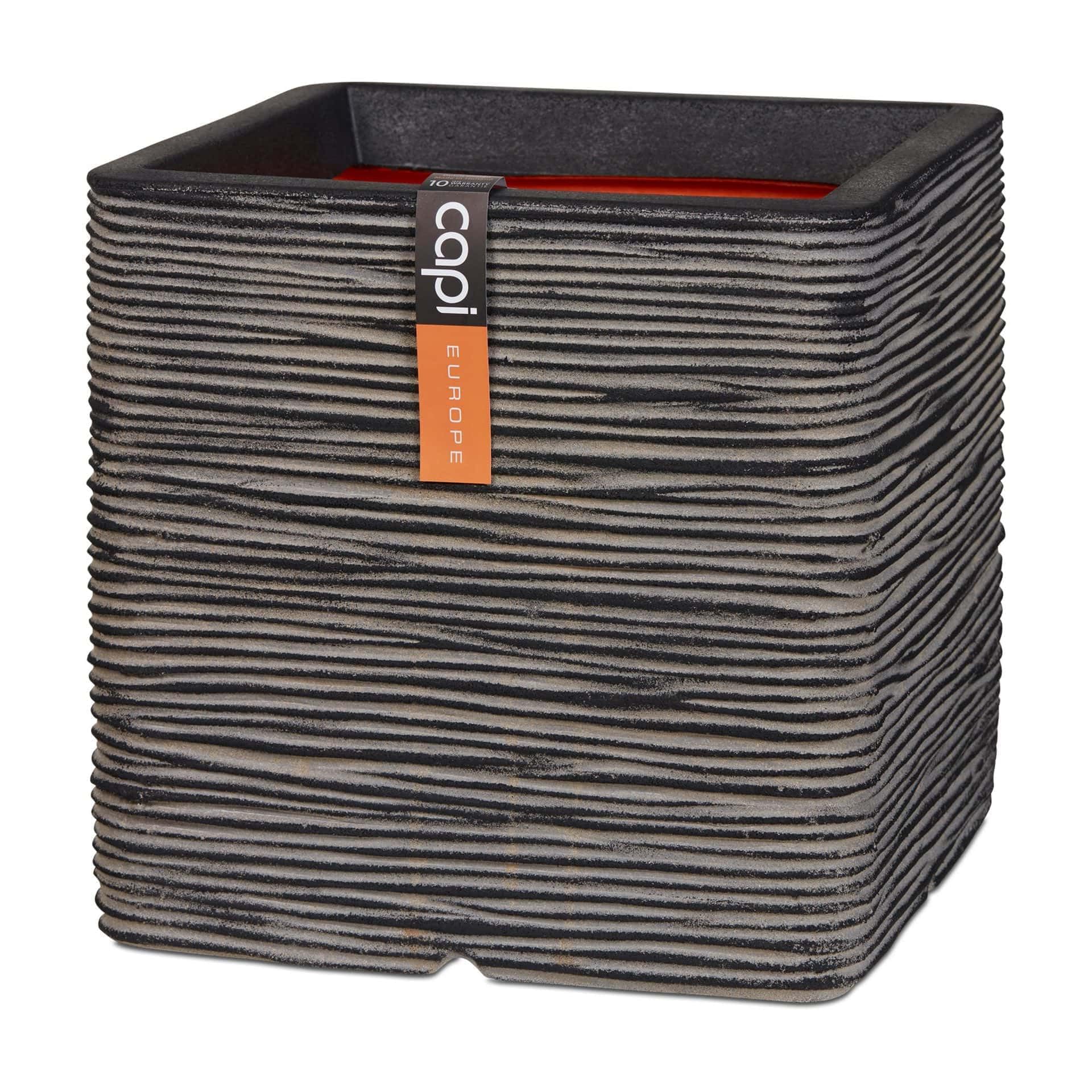 Capi Europe - Topf quadratisch Rib NL - 50x50 - Anthrazit - Blumentopf für den Innen- und Außeneinsatz - Übertopf - Pflanztopf - Pflanzgefäß - Kunststoff - KOFZ904