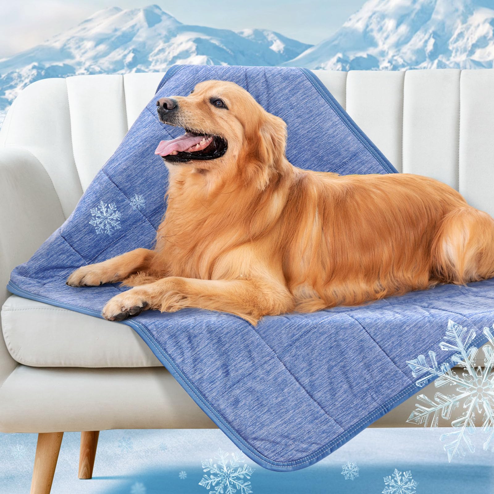 LOOBANI Dog Cooling Blanket for Large Dogs, 0.4>Q-Max Pet Cooling Blanket, Washable & Double-Sided Dog Cool Mat Suitable for Bed Cover Couch Sofa,