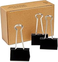 Amazon Basics Large 2-Inch Sturdy Binder Clips, Black 48-Pack - Heavy-Duty Steel for Secure Document Holding