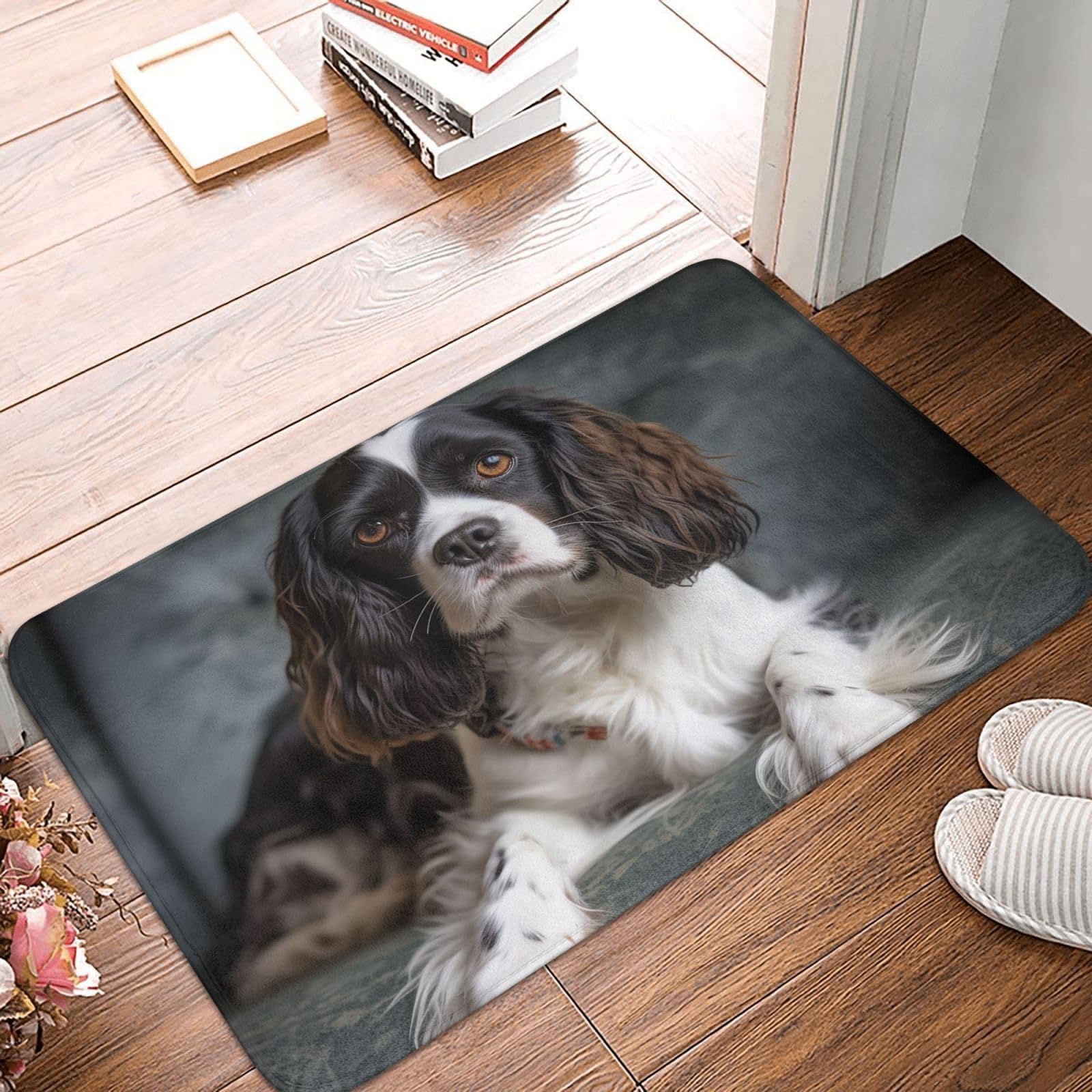Indoor Doormat Spaniel On The Sofa Front Door Mats Outdoor Non Slip Welcome Mat Washable Floor Mat 16"x24" Door Rugs for Entryway Super Absorbent Area Rug