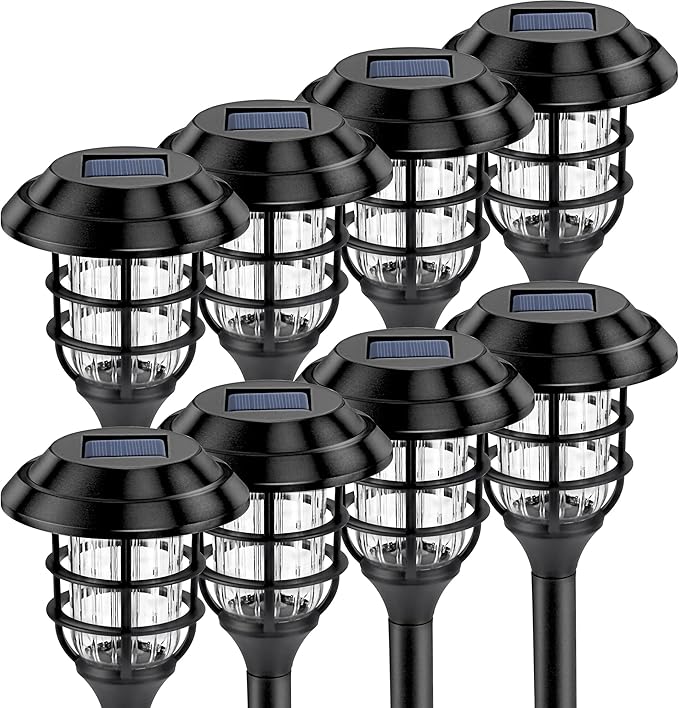 GIGALUMI Solar Pathway Lights Outdoor, 8 Pack Bright Solar Lights, Yard