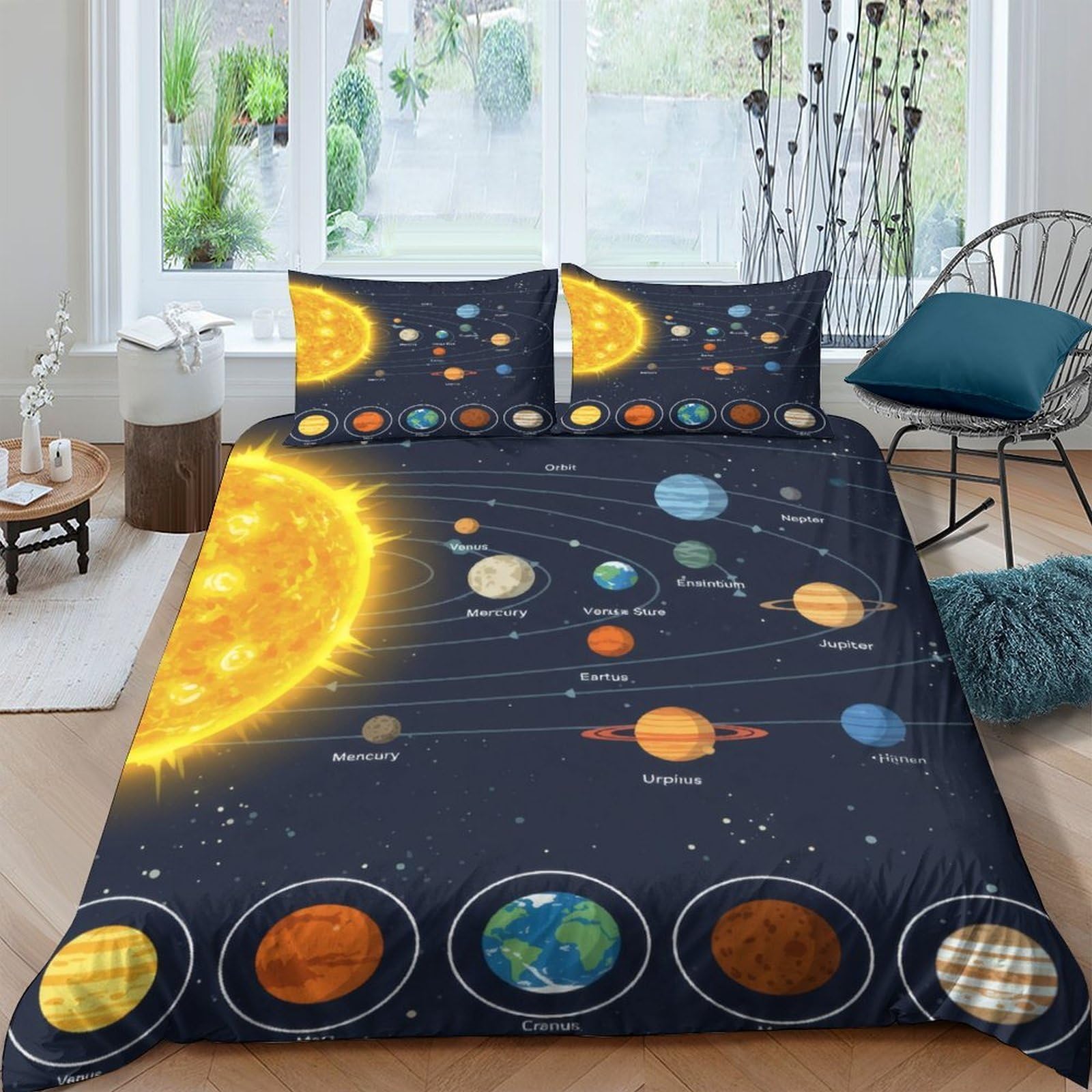 Ctjqhvkz Style-9 3D Printed Solar System Fitted Sheet Microfiber Soft Breathable Planet Mattress Cover For Bedroom Dorm Decor Single（135X200cm）