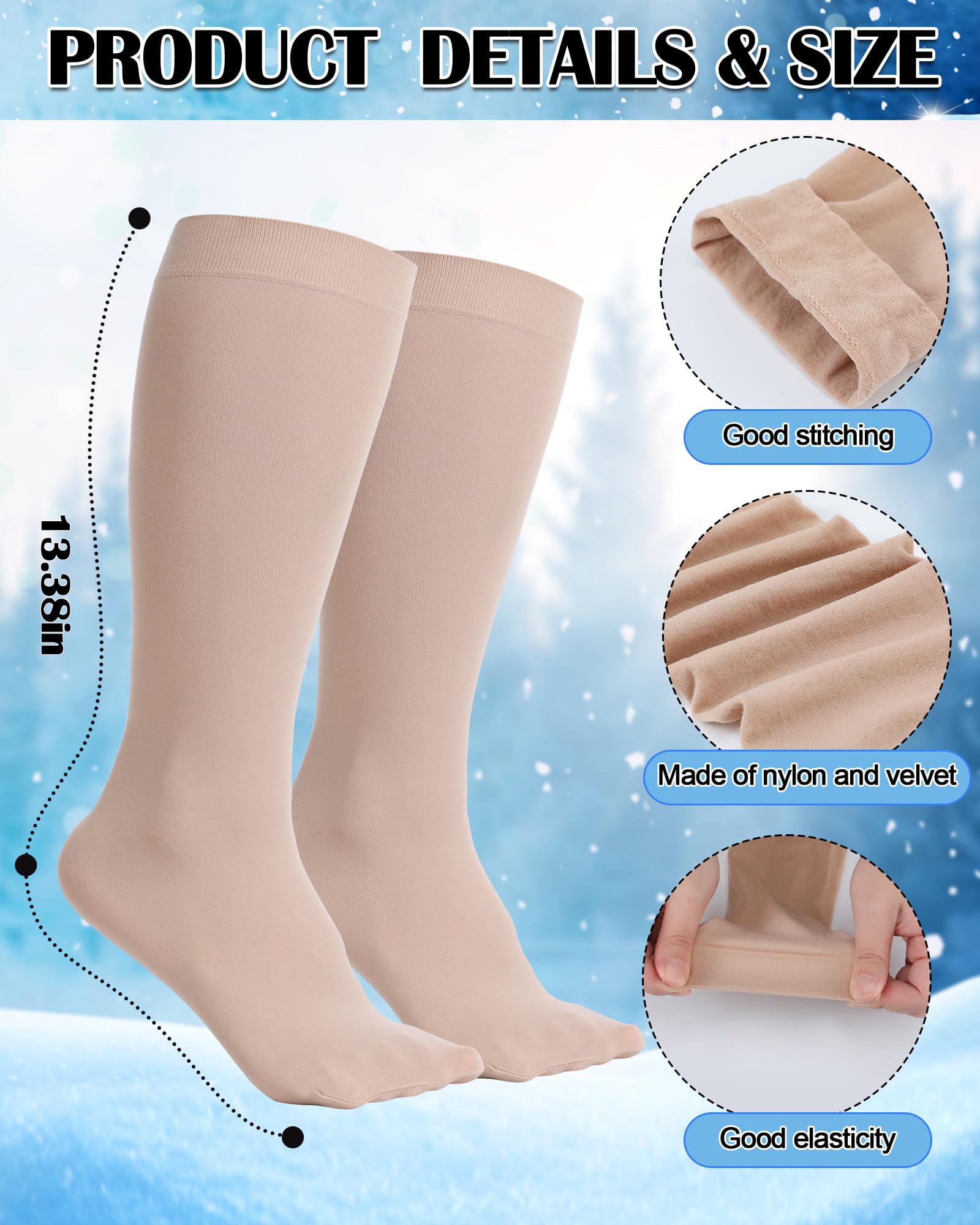 Chuarry Juego de 6 pares de calentadores de piernas para mujeres y niñas, calentadores de piernas largas de punto, calcetines de patinaje, calcetines de pantorrilla para patinaje artístico