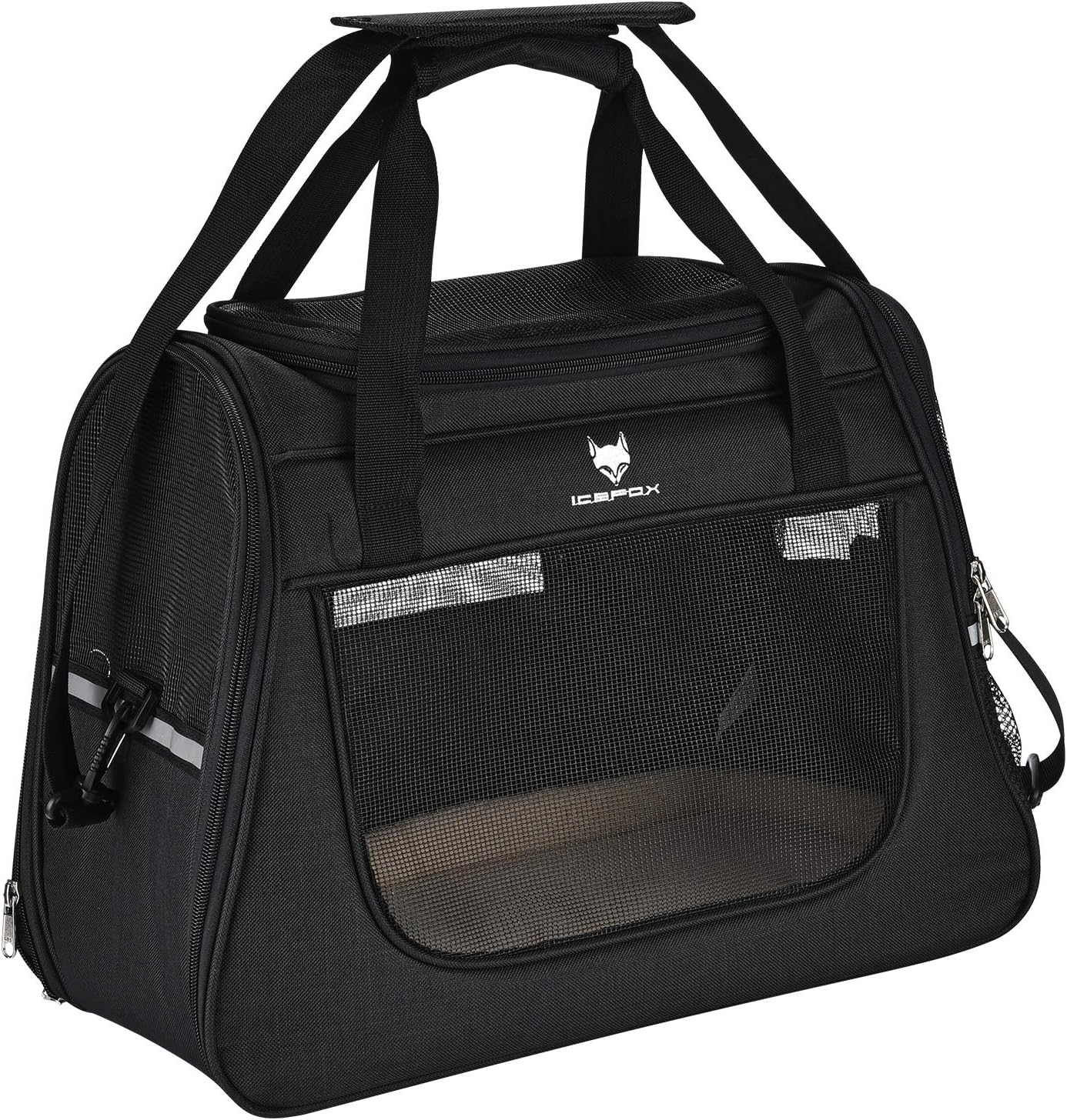 icefox Pet Travel Carrier Bag, Airline Approved Soft-Sided Pet Travel Carrier for Dogs and Cats, Folding Portable Pet Carrier with…