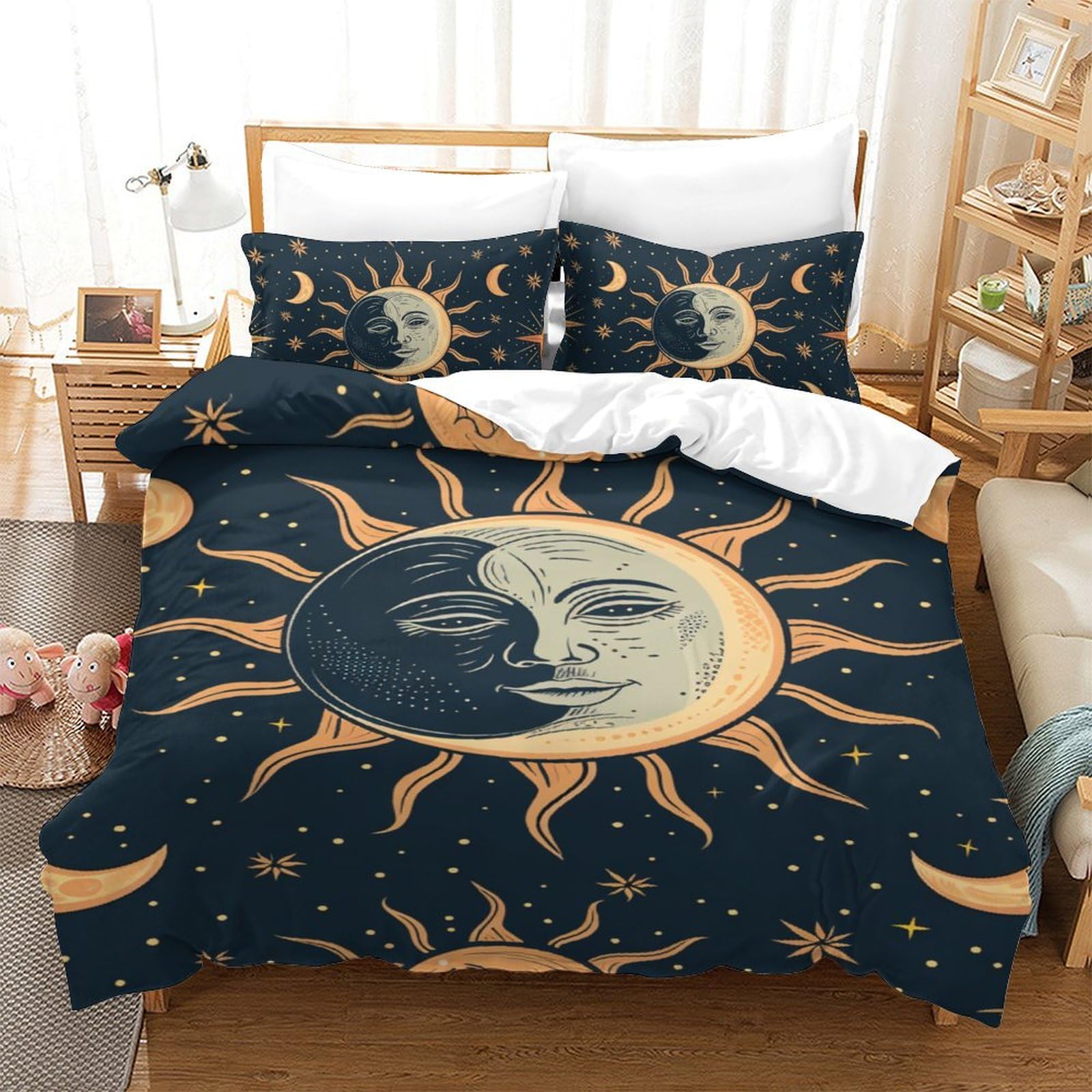 Bedding pour adolescents motif ciel nocturne : parure de lit 140x200 cm pour chambre fille