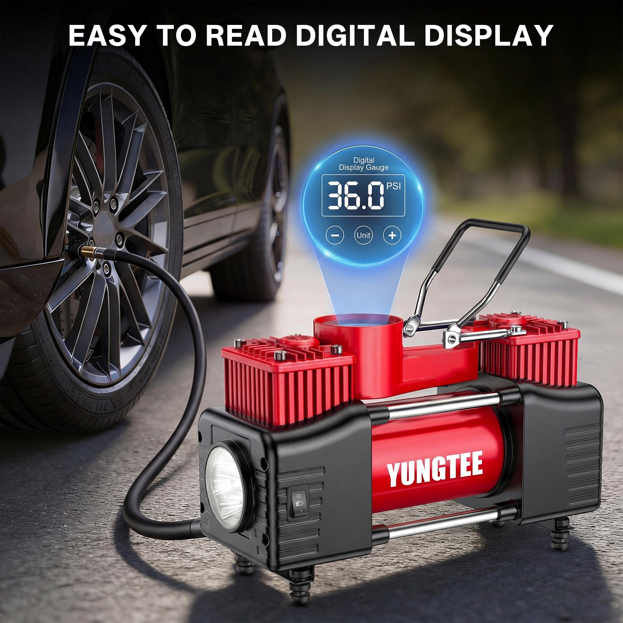 YUNGTEE Tire Inflator - Powerful Portable Air Pump -3 YUNGTEE Tire Inflator - Powerful Portable Air Pump -3