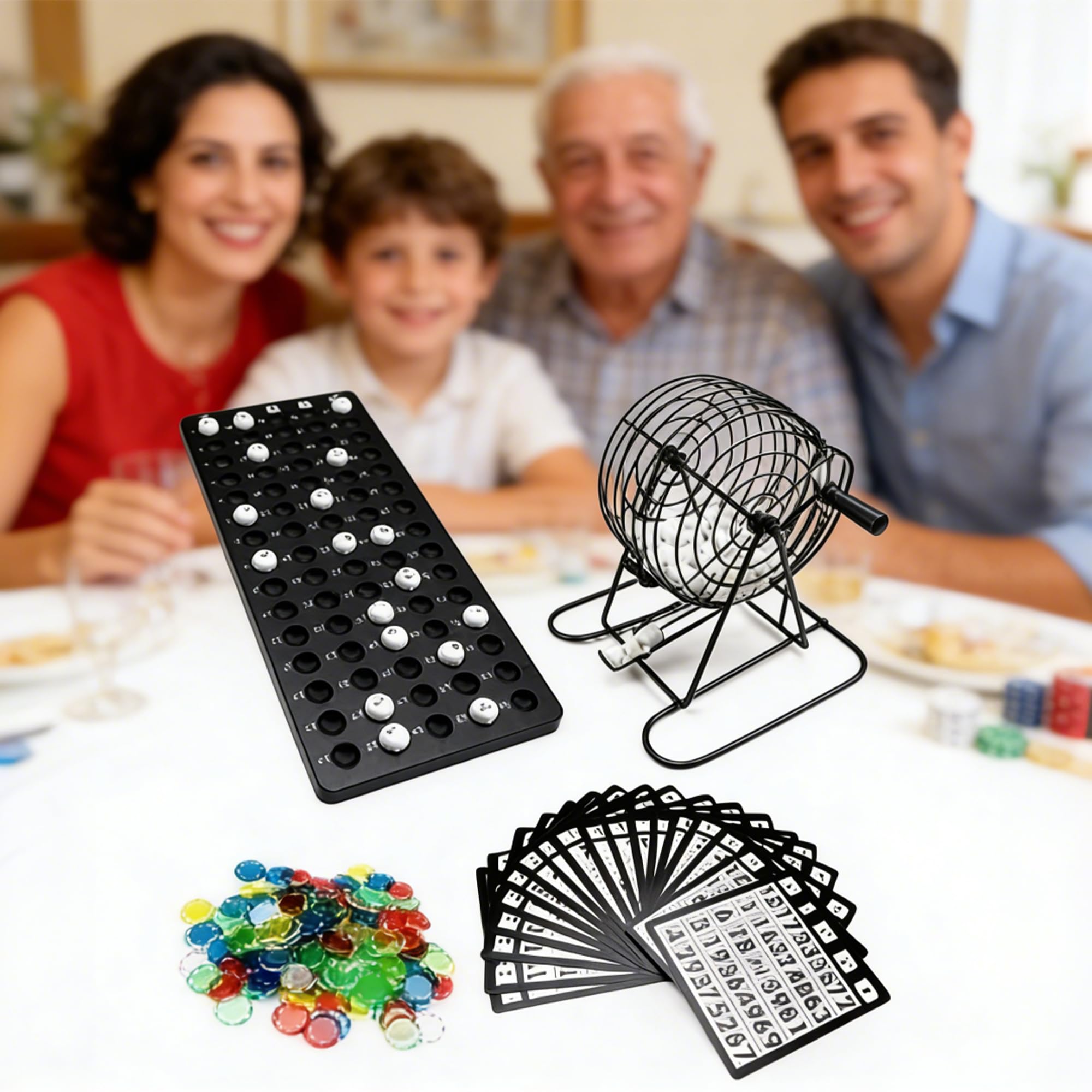 Jeu de Machine de Bingo en Métal, Bingo Boulier en Métal, Lotto Tombola, Jeux Bingo, Jeux Loto, Cartes Bingo, Jeux Interactifs Pour Adultes Et Enfants à Jouer Ensemble, Jeux de Puzzle