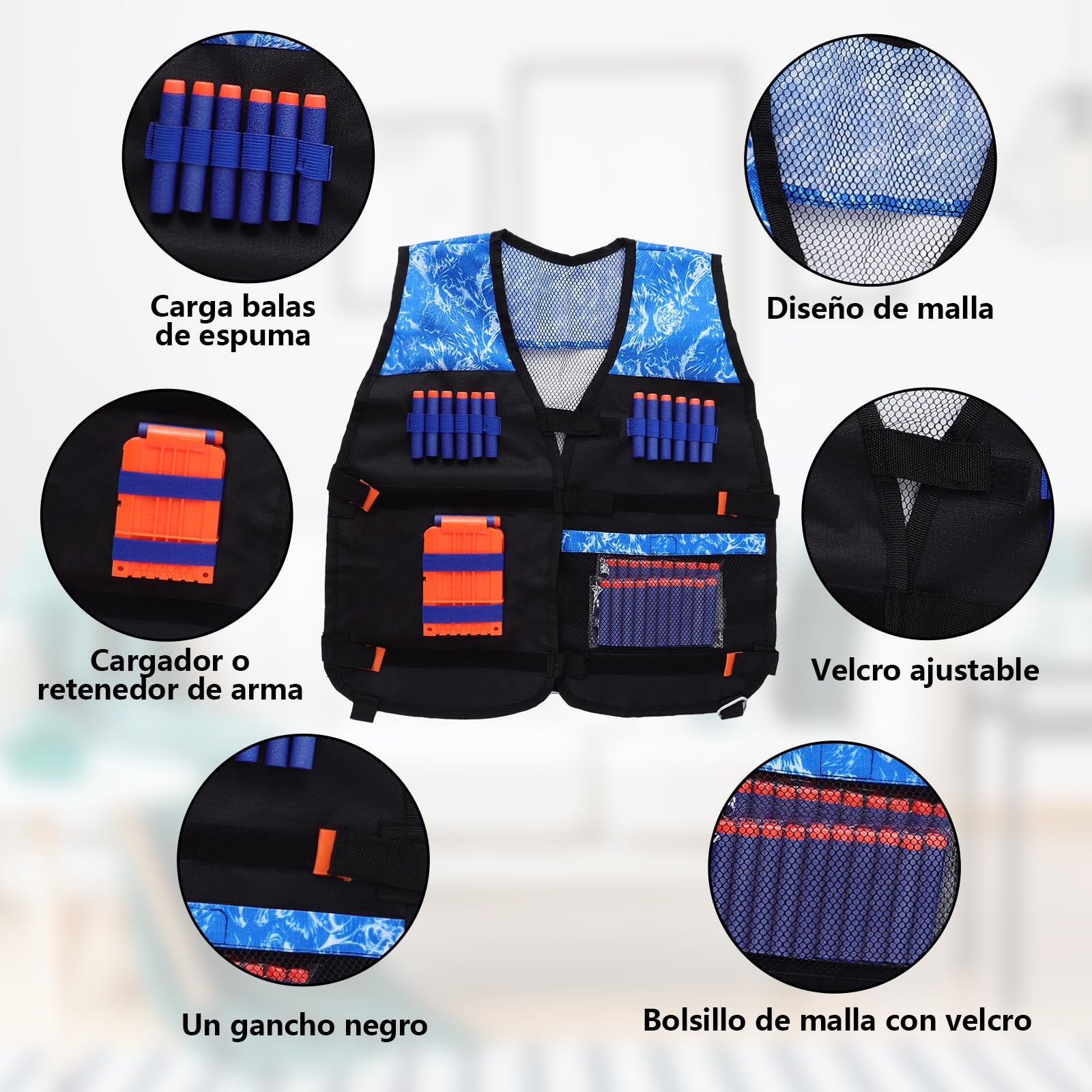 JONRRYIN Diana, Objetivo Digital Electrónico con Restablecimiento Automático, Kit de Chaleco Táctico para Niños con Pistola de Juguete, 70 Recambio Bullet Soft Dardos, Juguetes para Niños