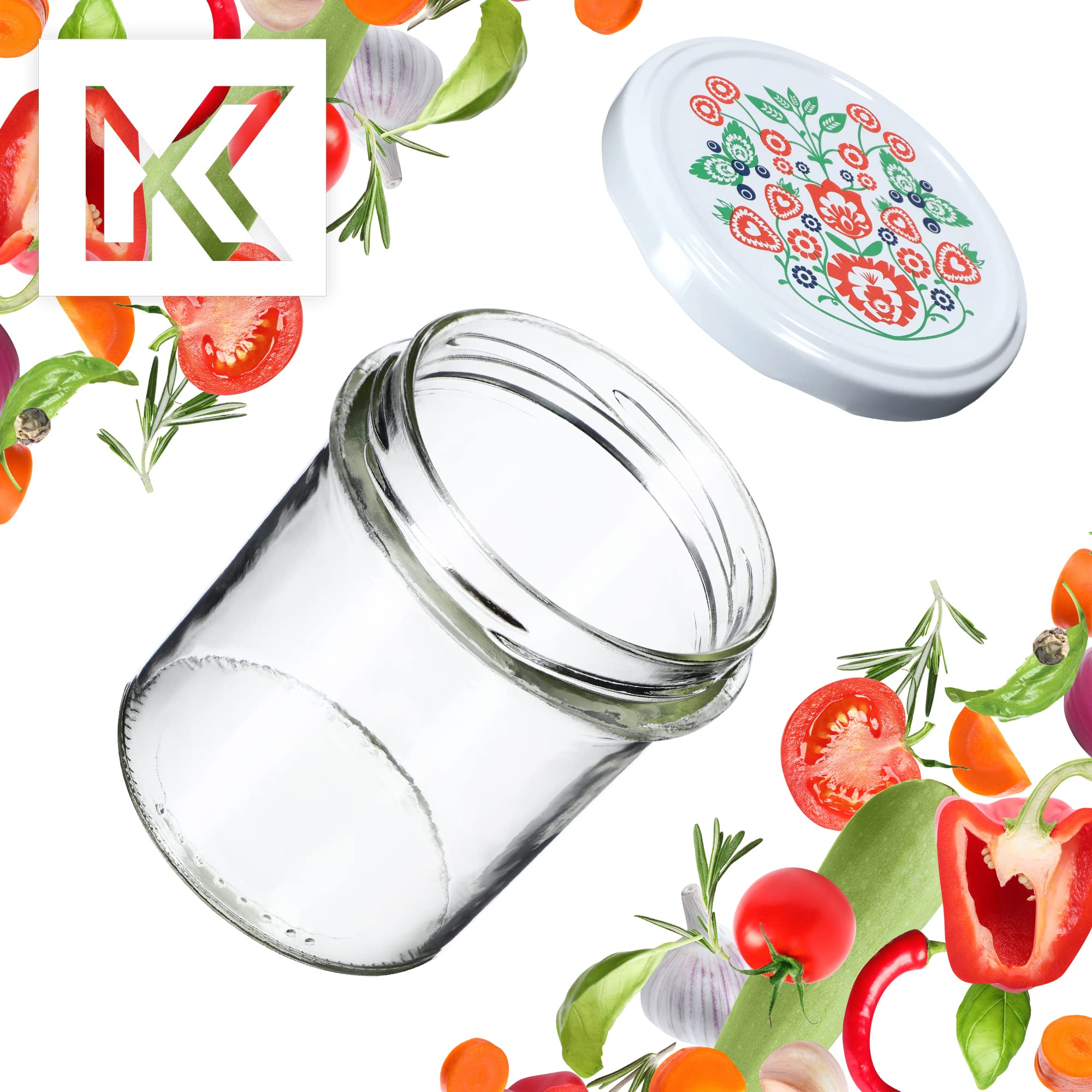 Pots à Confiture 350 Ml Avec Couvercle - Lot De 50 | Conserves, Miel, Confiture, Stockage Alimentaire