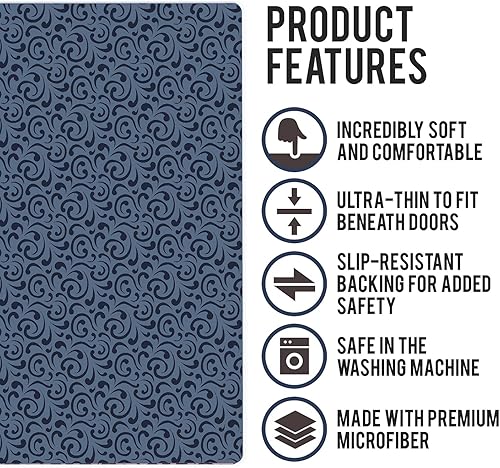 Miniatura 2 de Alfombrilla Shape28, ultra delgada para la cocina, con respaldo de goma antideslizante, 35 x 23 pulgadas, azul oscuro