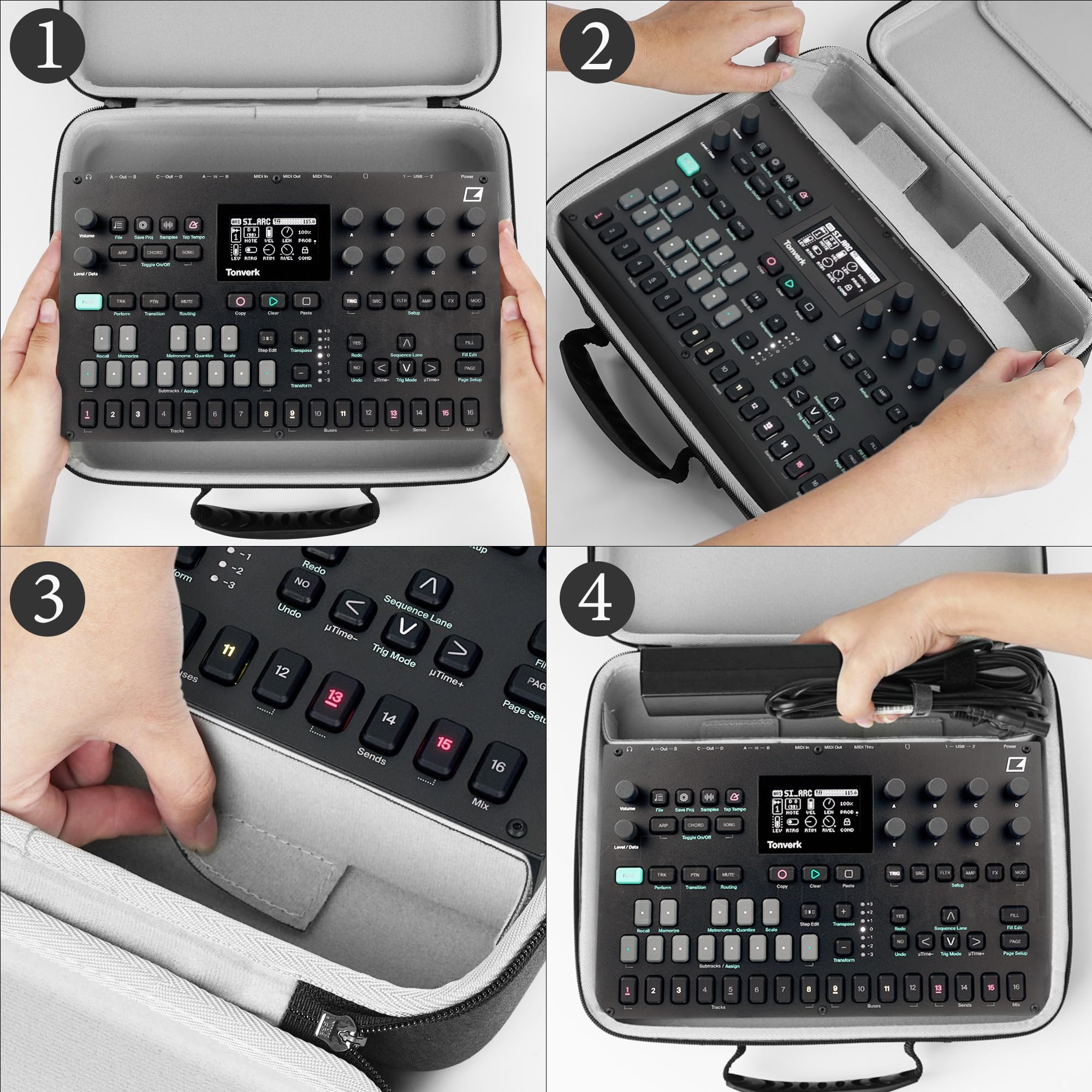GEEKRIA Custodia per trasporto interfaccia audio, compatibile con Elektron Tonverk, borsa da viaggio rigida in EVA (grigio scuro)