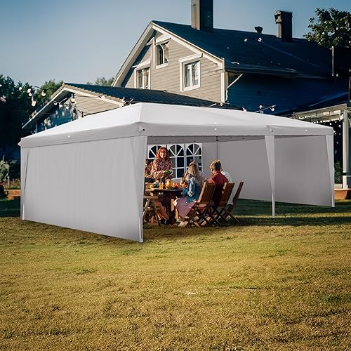 Miniatura 7 de WEI GLOBAL Toldo fácil de desplegar de 10 x 20 pies, tienda de campaña impermeable, altura ajustable para exteriores con 4 paredes laterales