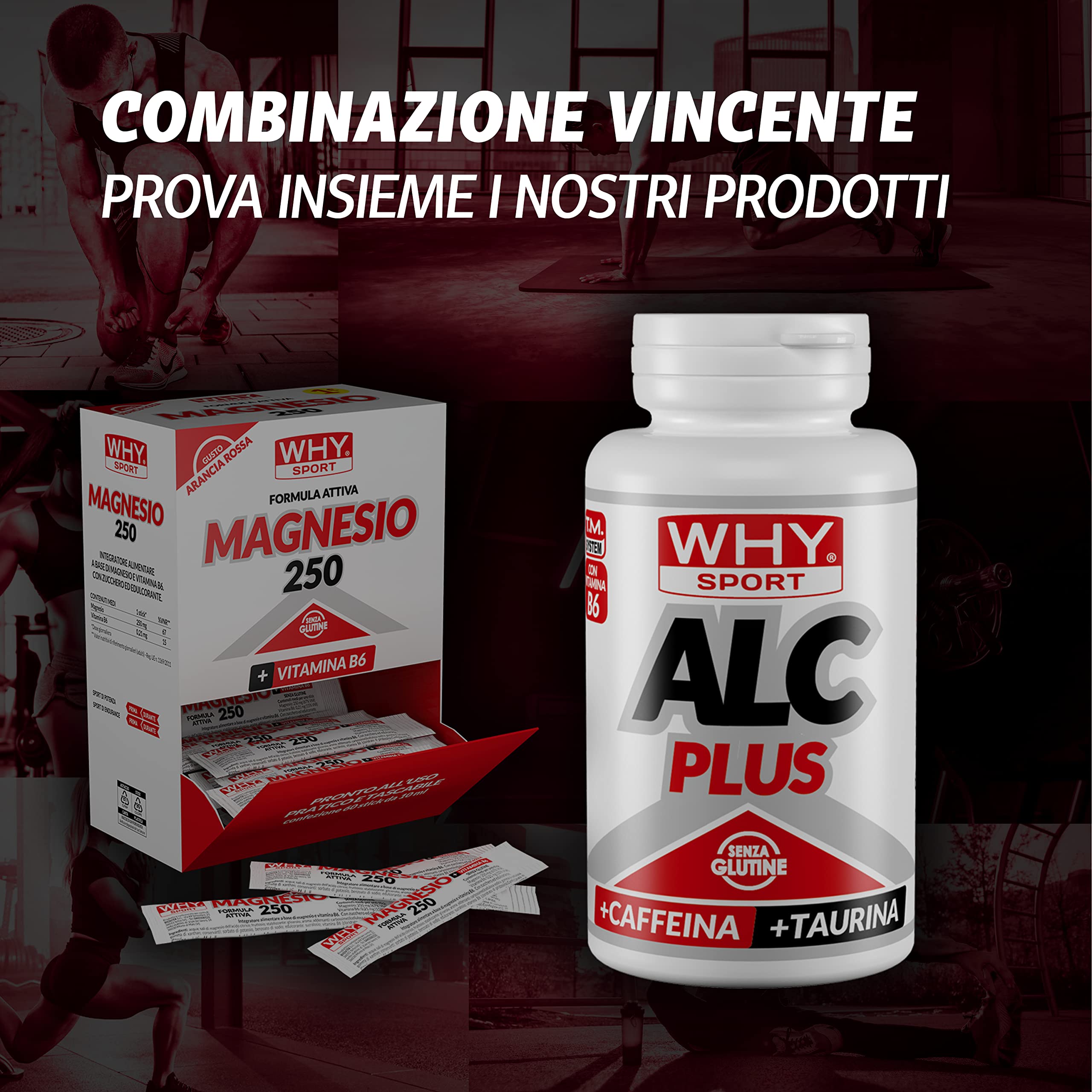WHY SPORT Magnesio 250 - Integratore Alimentare Sali Minerali e Vitamina B6 Senza Glutine - Gusto Arancia Rossa – Box da 60 Stick – 10 ml