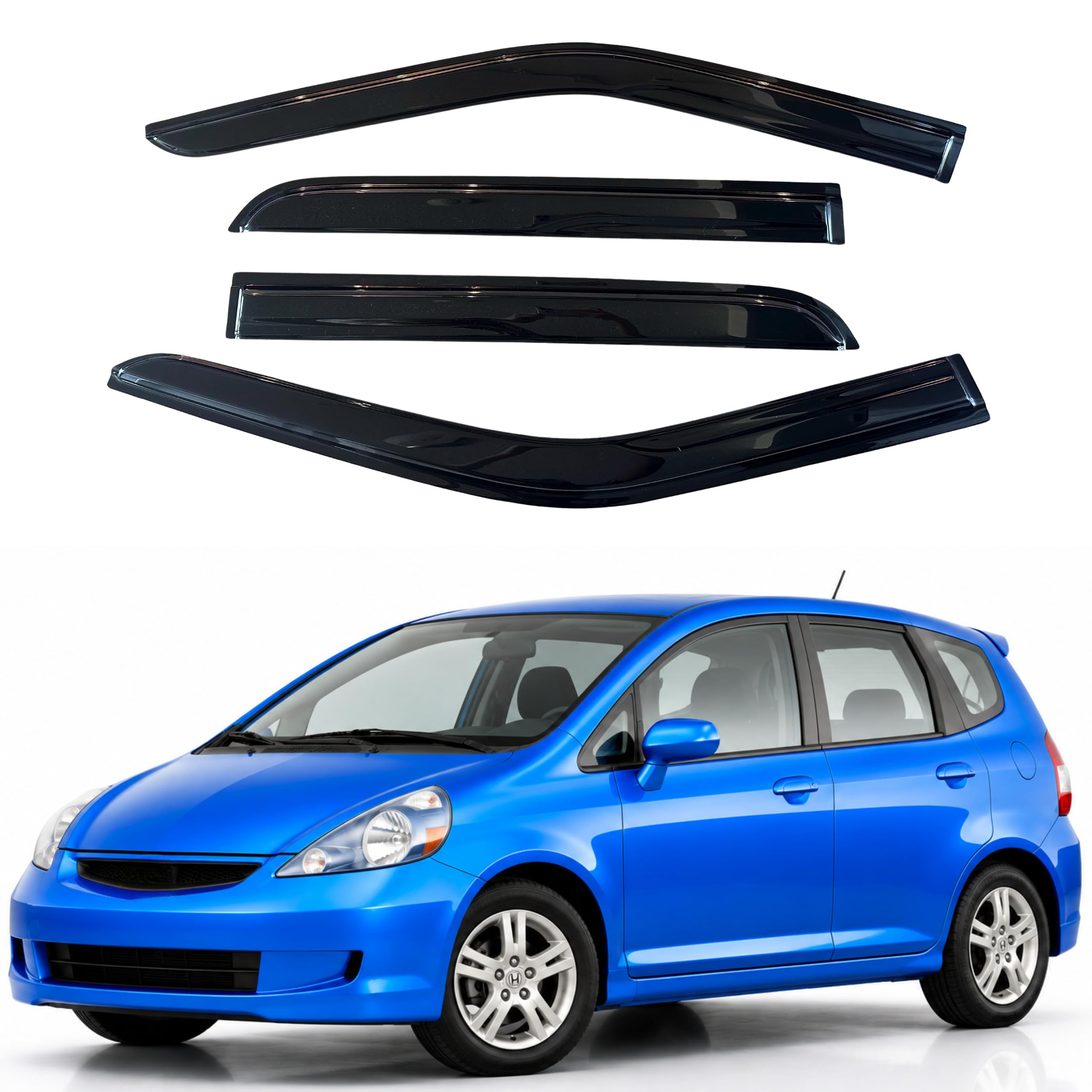 IG Window Visors for 2007-2008 Honda Fit, Out-Channel Rain Guards Vent Wind Deflectors 4PC, Car Accessories for 07-08 Honda Fit