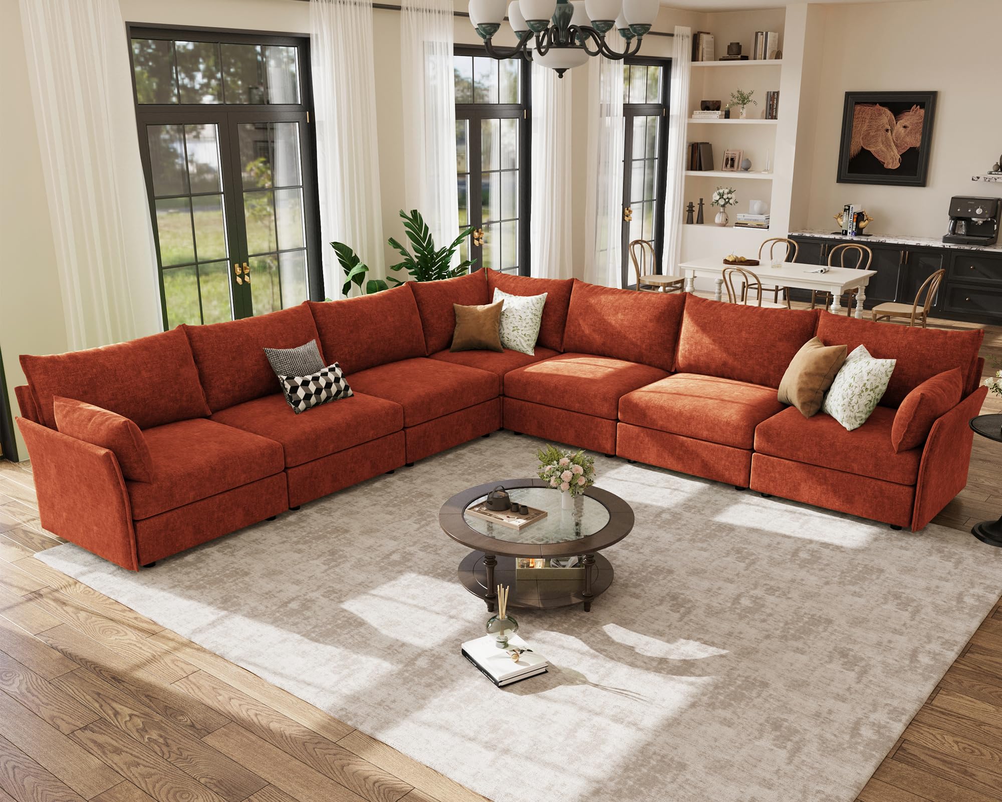 ABCASA terracotta orange corner sectional