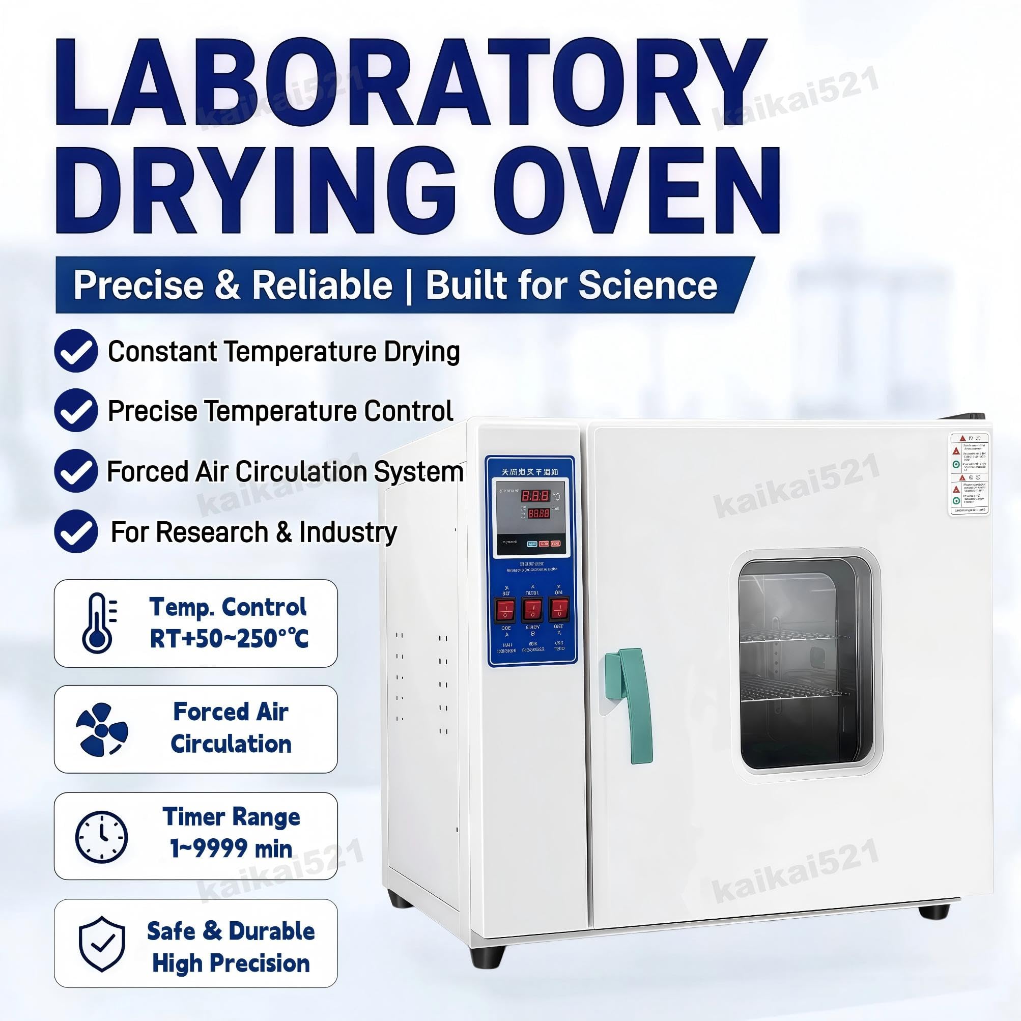 Estufa de Laboratorio, Estufa de Secado Industrial de 220 V, Horno de Secado Al VacíO Estufa de Secado de Laboratorio de ConveccióN Forzada Digital, Termostato EléCtrico RT+50°C~250°C (16l)