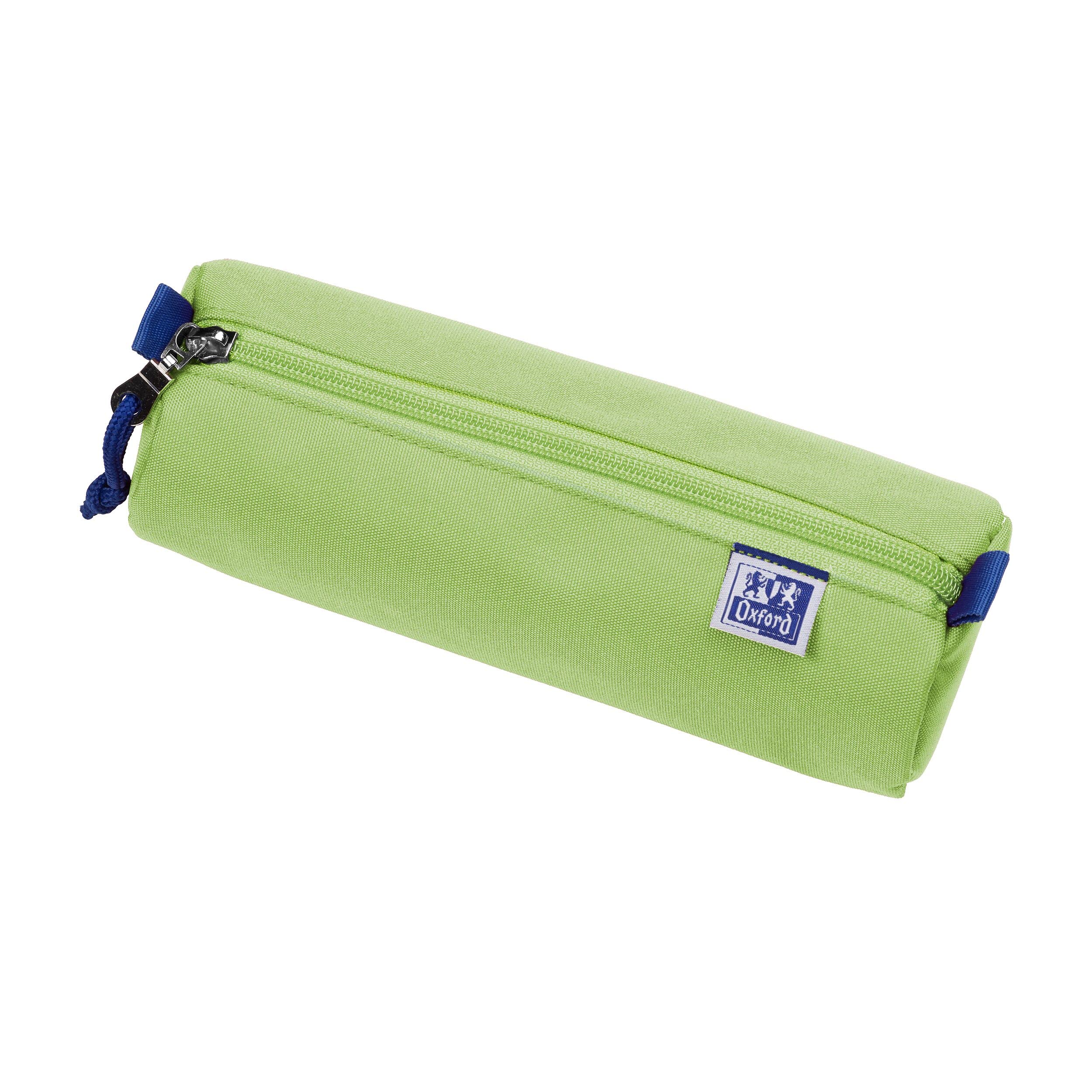Oxford Estuche de poliéster Duradero Redondo Grande Verde Claro, Verde Claro, 22x7x9cm, Estuche para