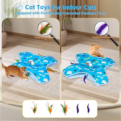 Miniatura 5 de Juguete interactivo para gatos  Juguetes automáticos para gatos recargables para interiores  Hide&Seek Cats Toy con 5 plumas ocultas en movimiento