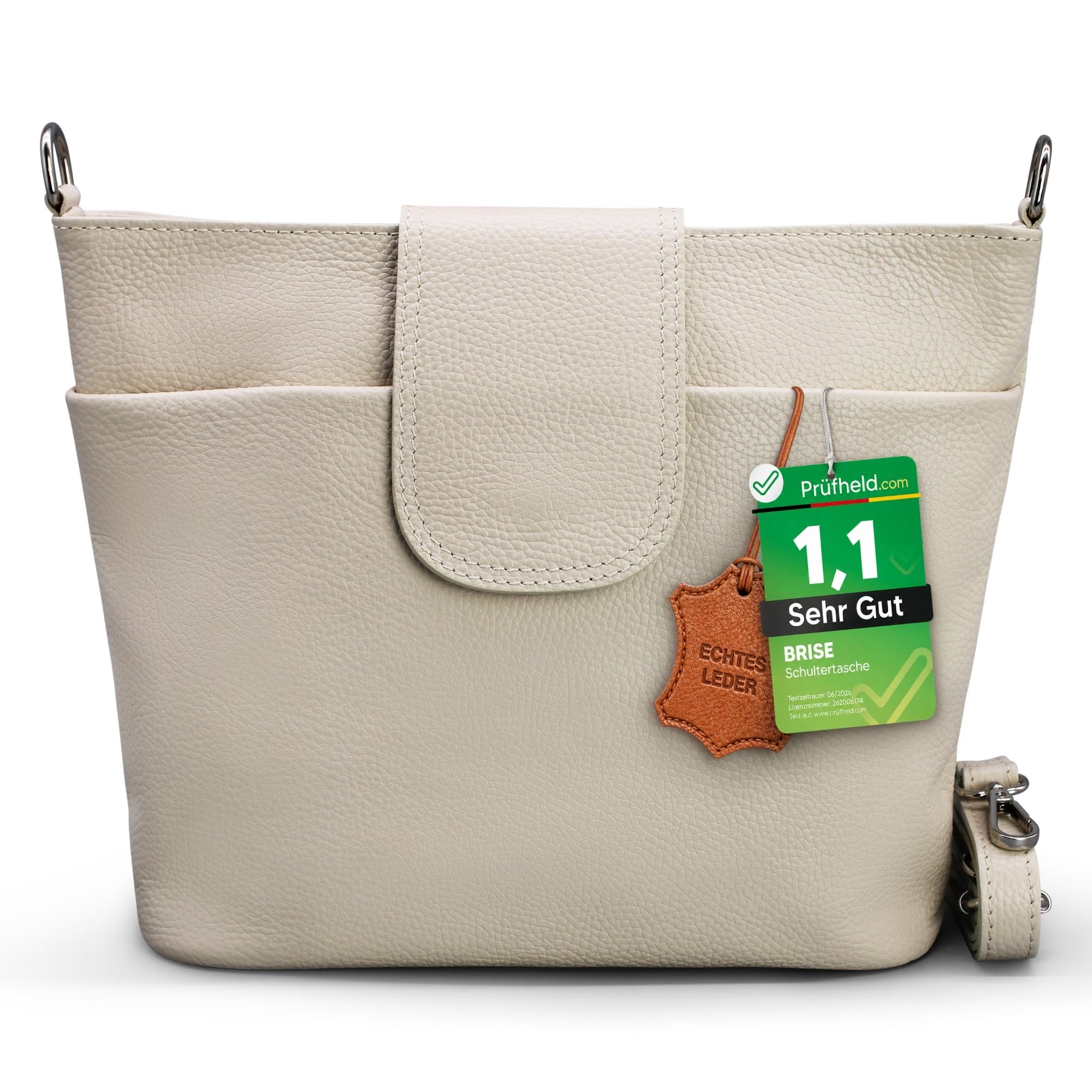 Brise Art ELLIE Damen Umhängetasche Echtleder Handgefertigt Crossbody Bag | [Test SEHR GUT, Note 1.1], Echtes Leder, Schultertasche mit Ledergurt & wahlweise gemustertem Riemen, 6 Fächer, Made in Italy