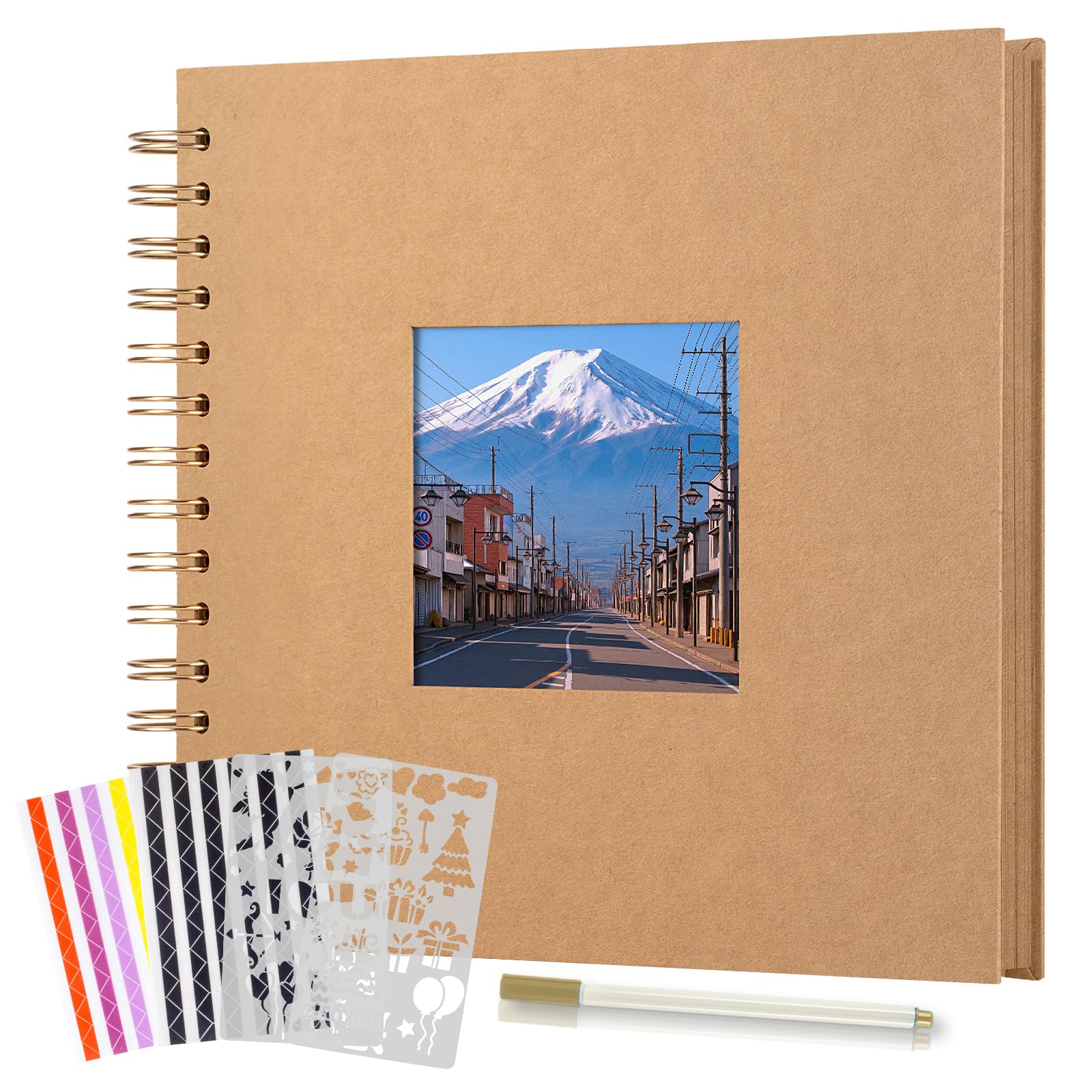 Boic Fotoalbum zum Selbstgestalten, DIY Spiralalbum Fotoalben Scrapbook mit Fenster, Fotobuch für Baby Valentinstag Geburtstag Weihnachten Geschenk
