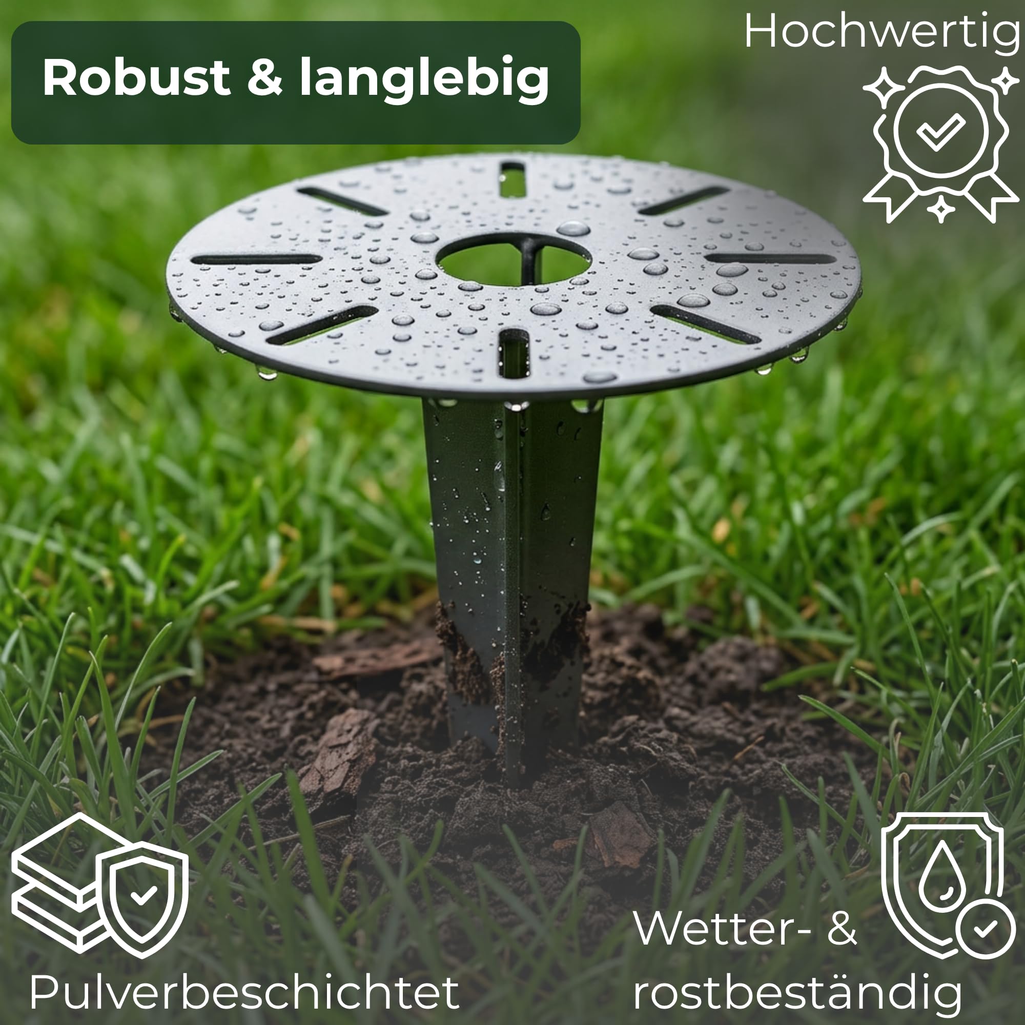 Novatool 10 picchetti da terra Ø 15,5 x H 30,5 cm, zincati, fissaggio a terra per lampade a terra, accessori da giardino, accessori da giardino, colonne di ancoraggio, picchetto in acciaio