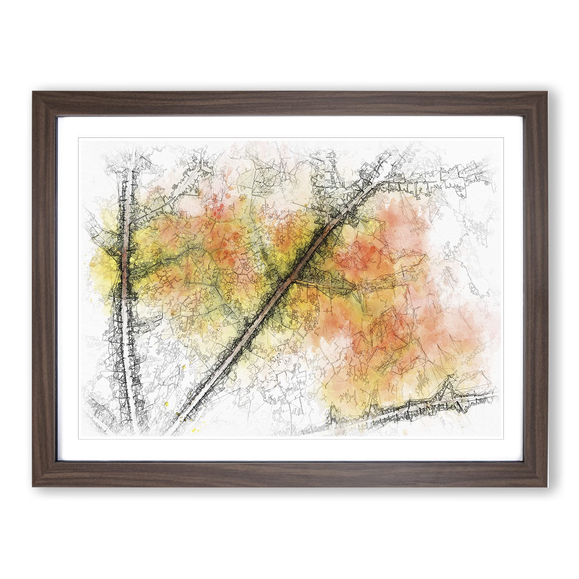 The Leaf Of A Sycamore Tree Sketch Modern Art Framed Wall Art Print